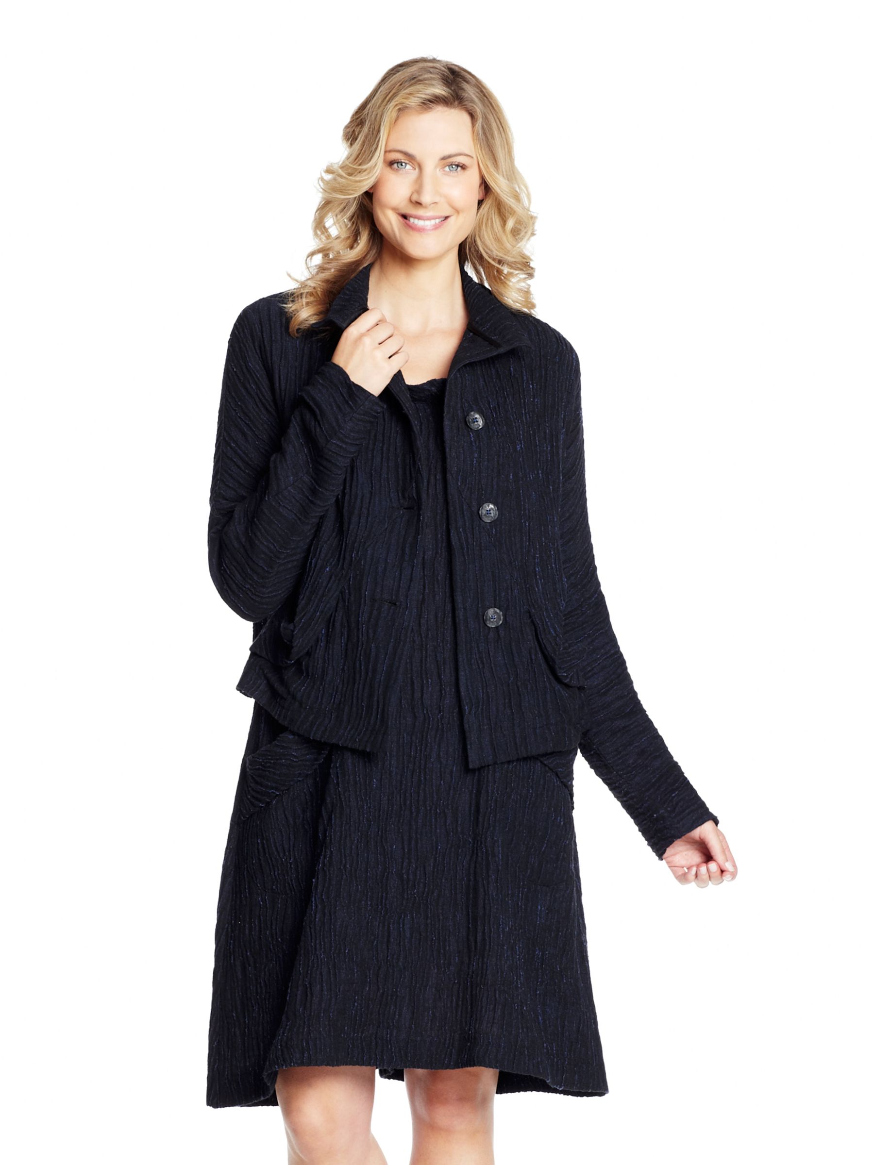 Crea Concept Textured Crinkle Long Sleeve Jacket, Grey/black at John Lewis