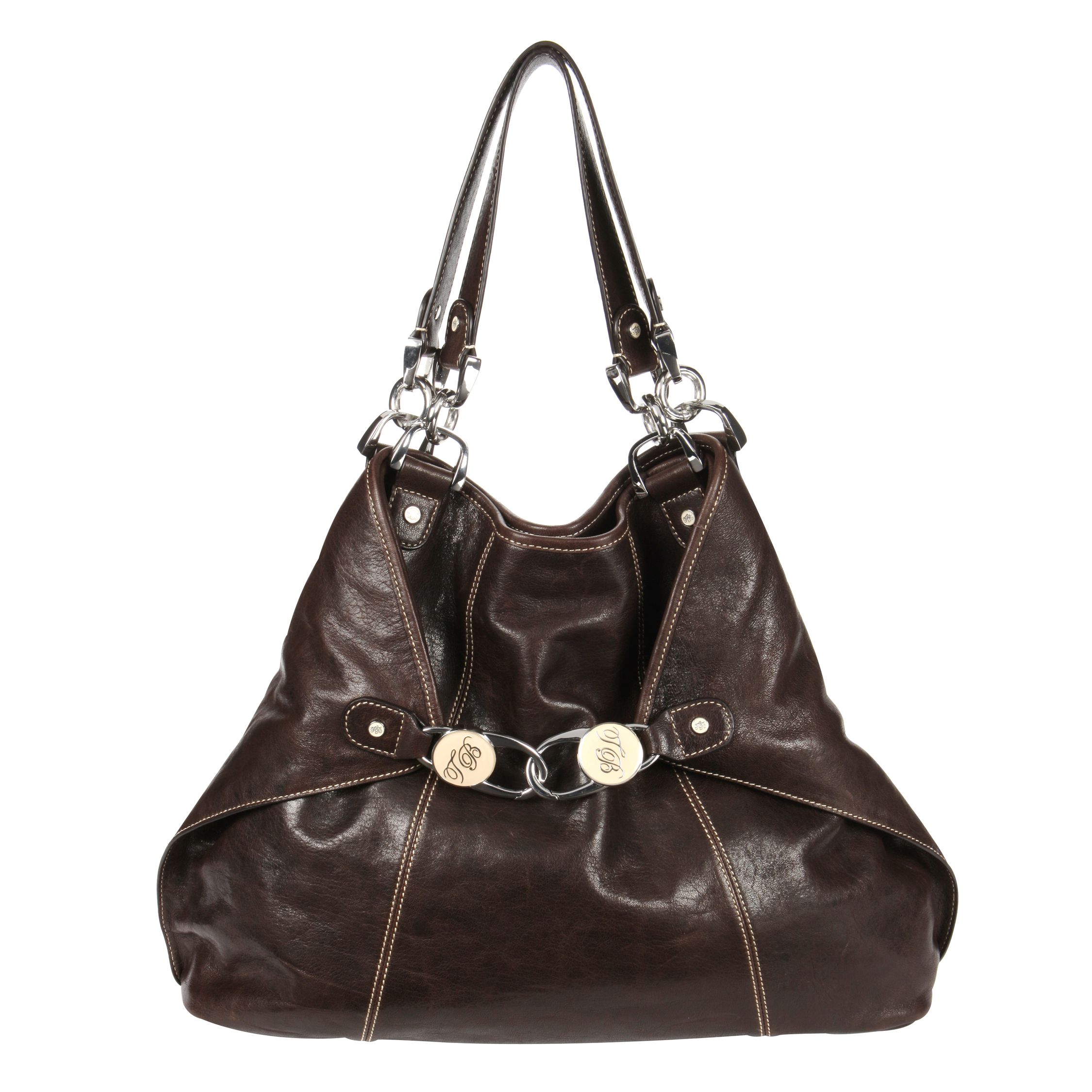 Ted Baker Rocket Dog Clip Leather Tote Handbag, Chocolate at John Lewis