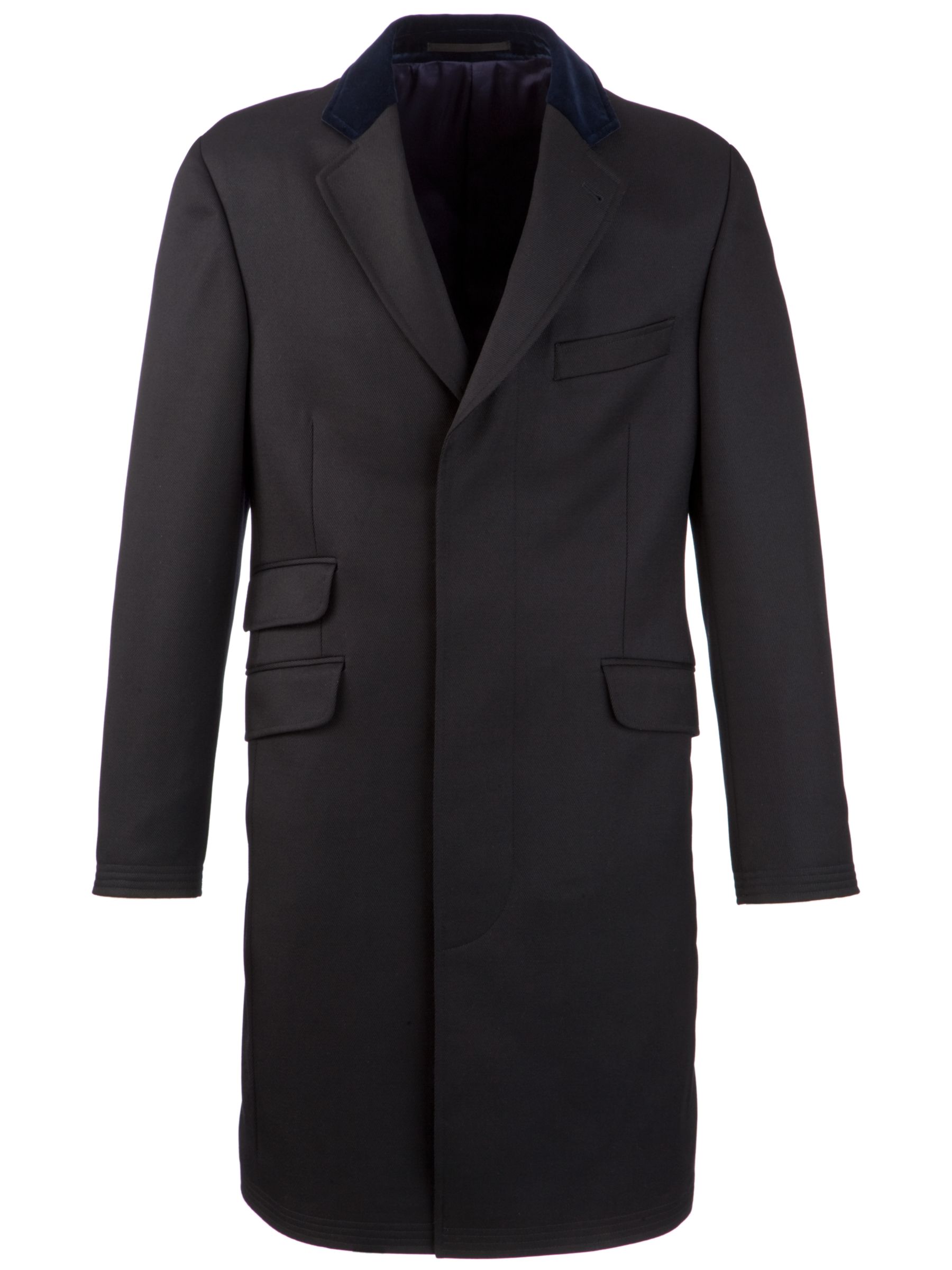 Mayfair Richard James Velvet Collar Coat, Navy at JohnLewis