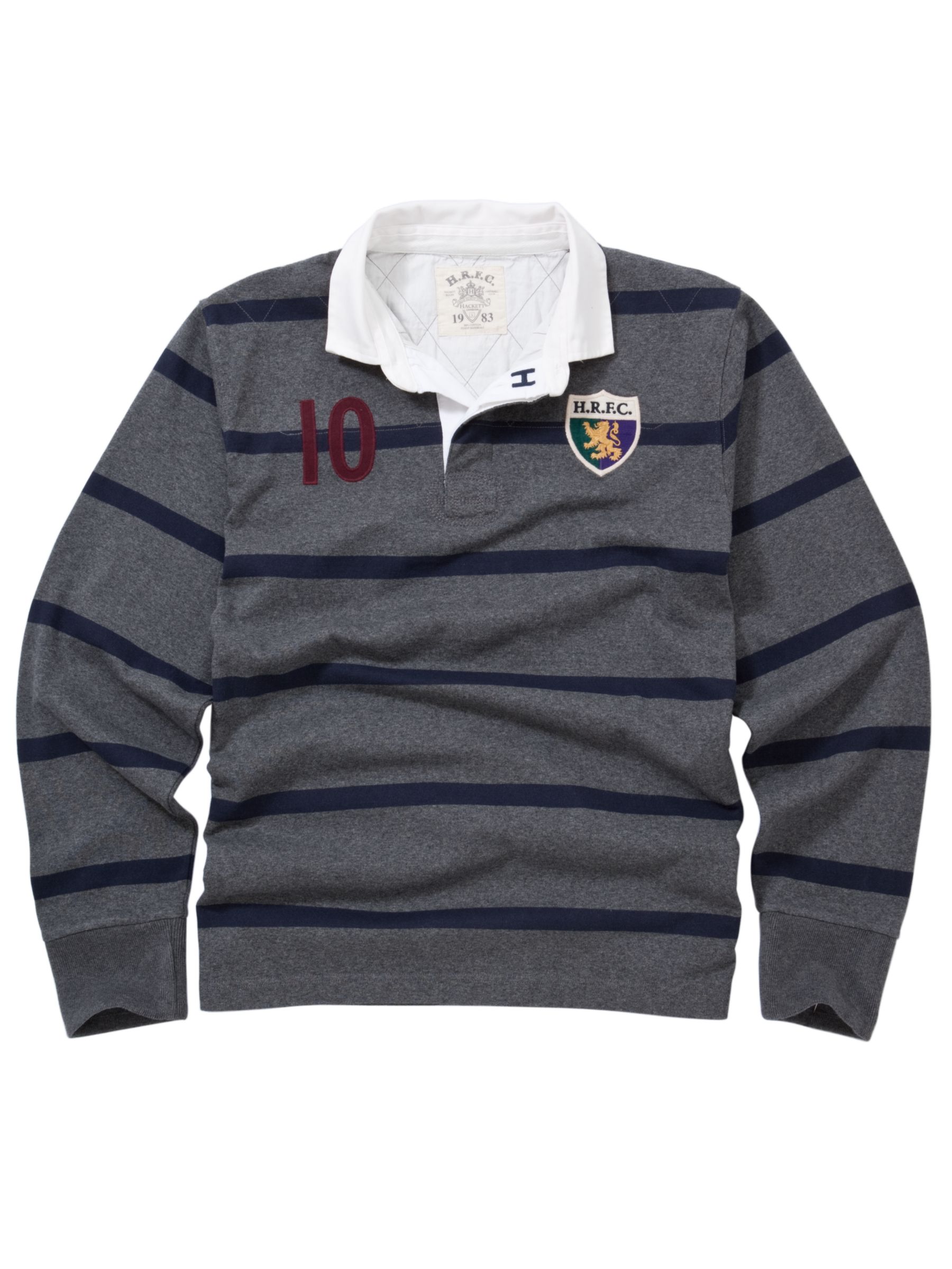 Hackett London Inch Stripe Rugby Shirt, Grey