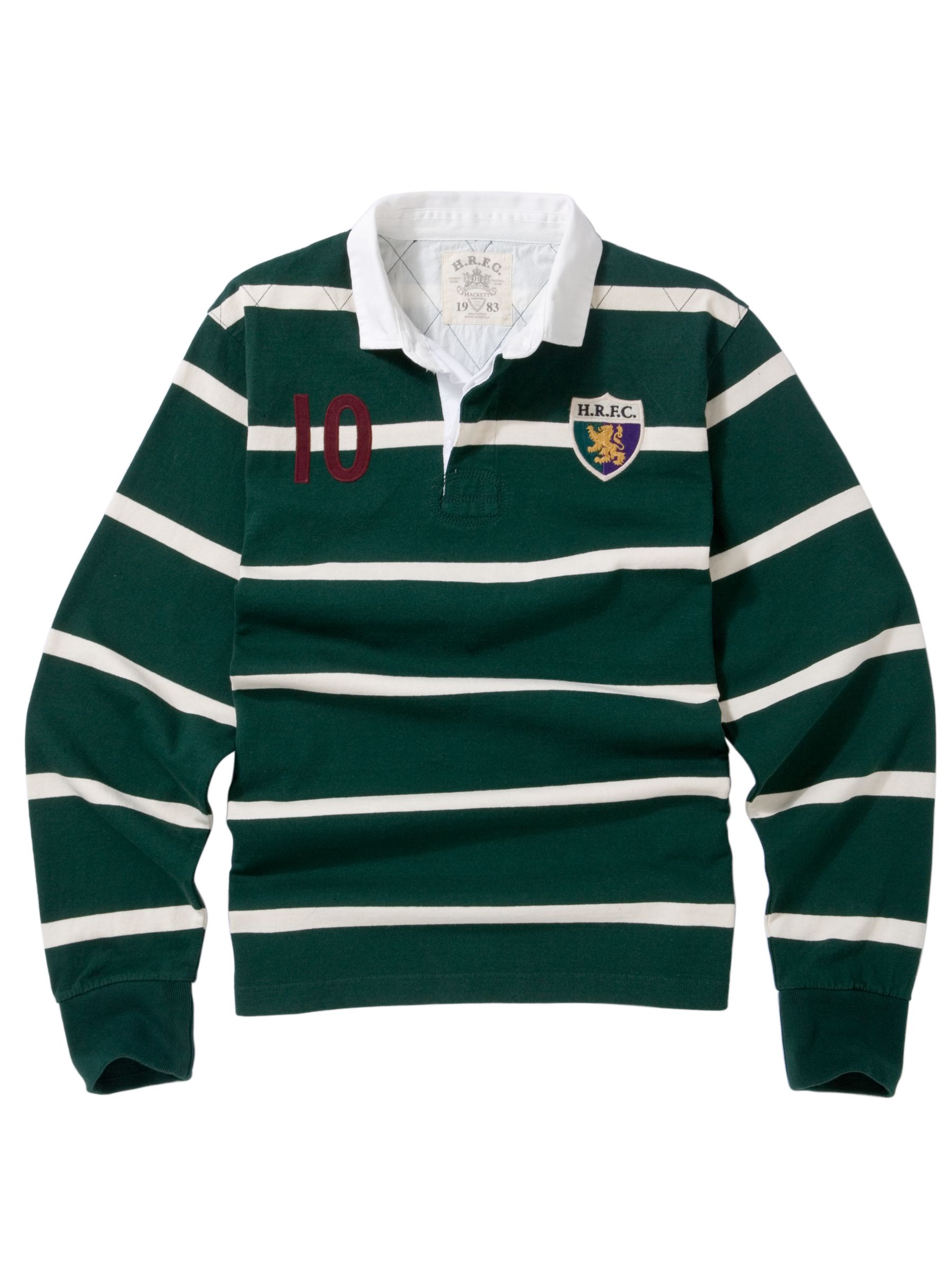 Hackett London Inch Stripe Rugby Shirt, Dark Green