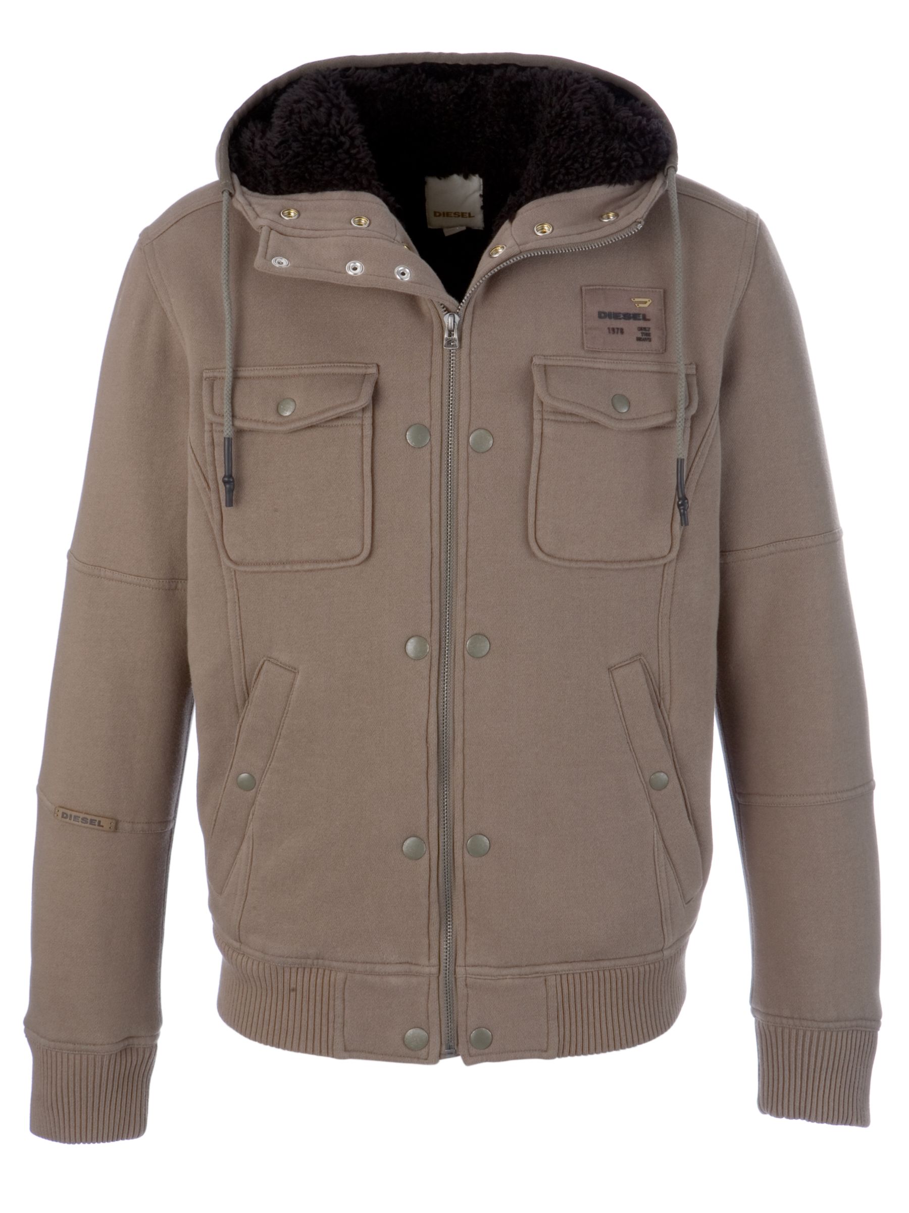 Diesel Sentir Full Zip Shepherd Jacket, Green at John Lewis