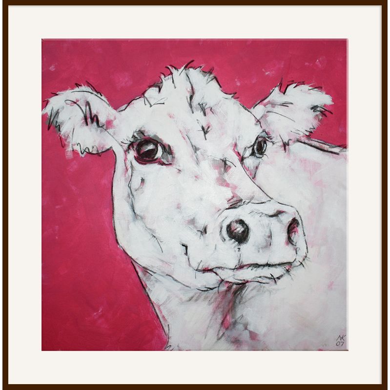 Cow On Red, Dark Frame, 90 x 90cm at John Lewis