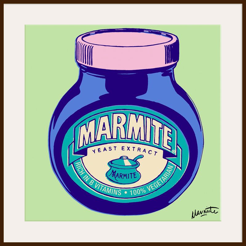 Marmite On Light Green Print, Dark Frame, 110 x 110cm at John Lewis
