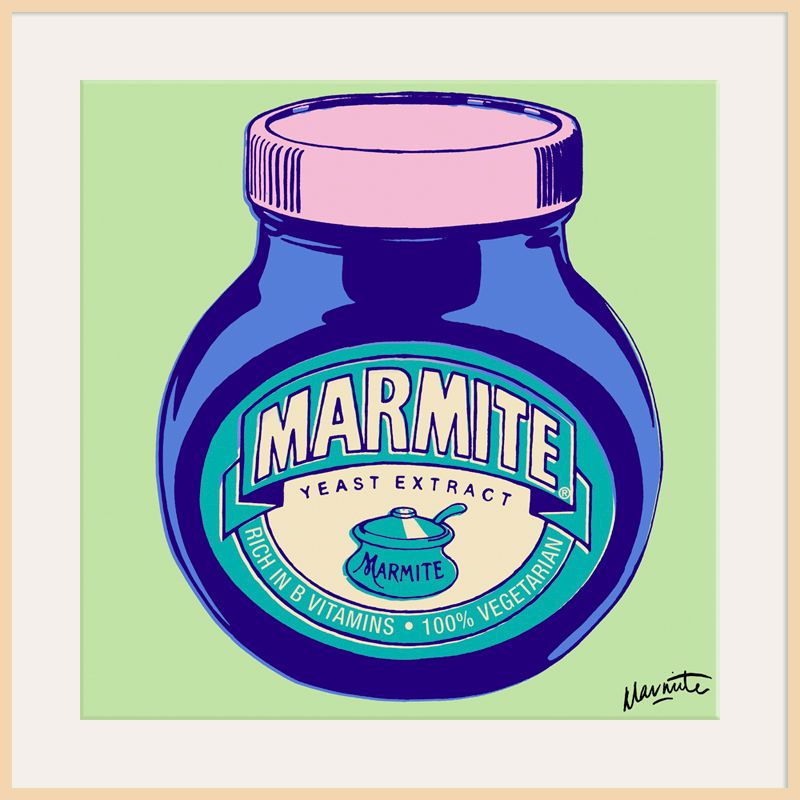Marmite On Light Green Print Light Frame 90 x 90cm