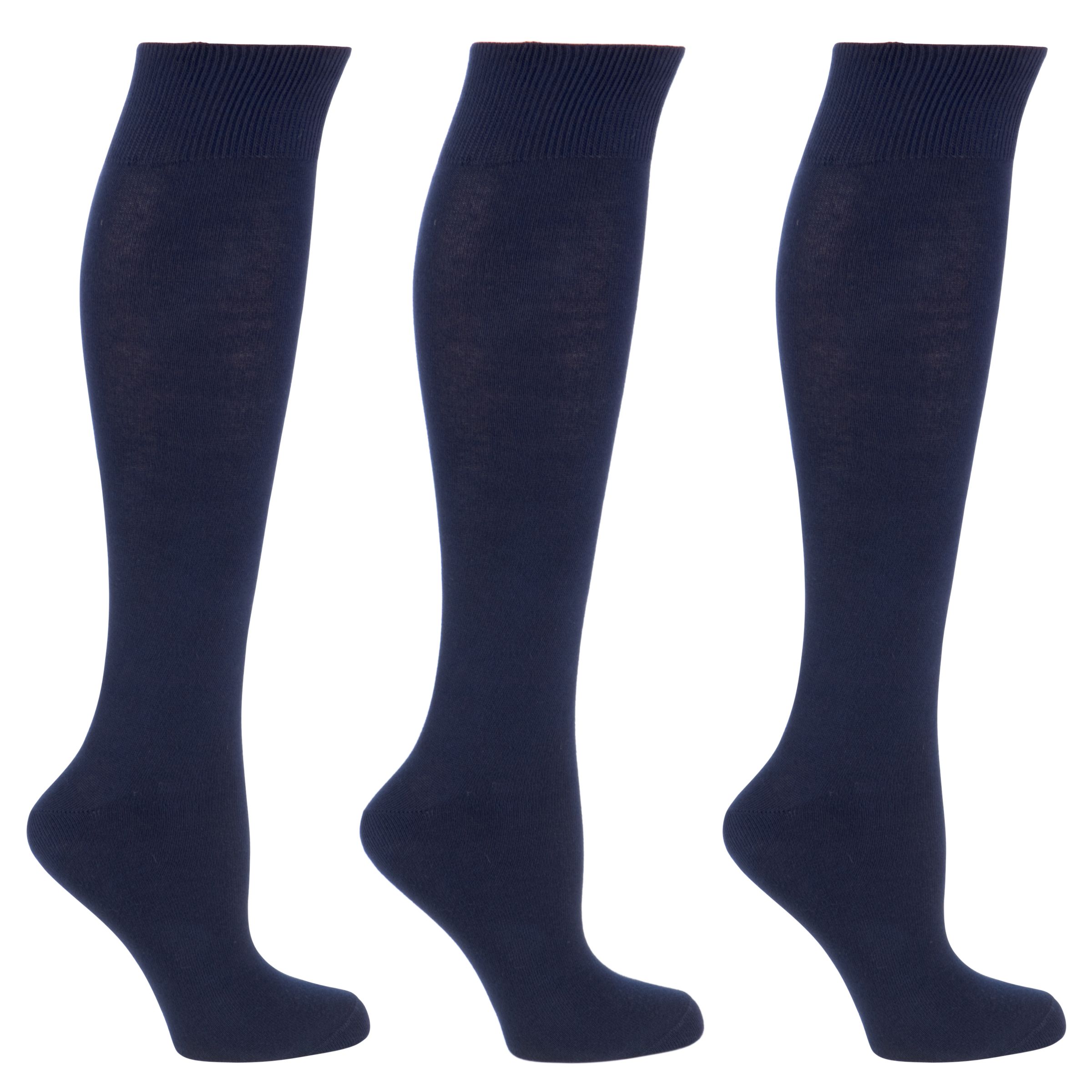 John Lewis Women Cotton Rich Knee High Socks Pack of 3 Navy
