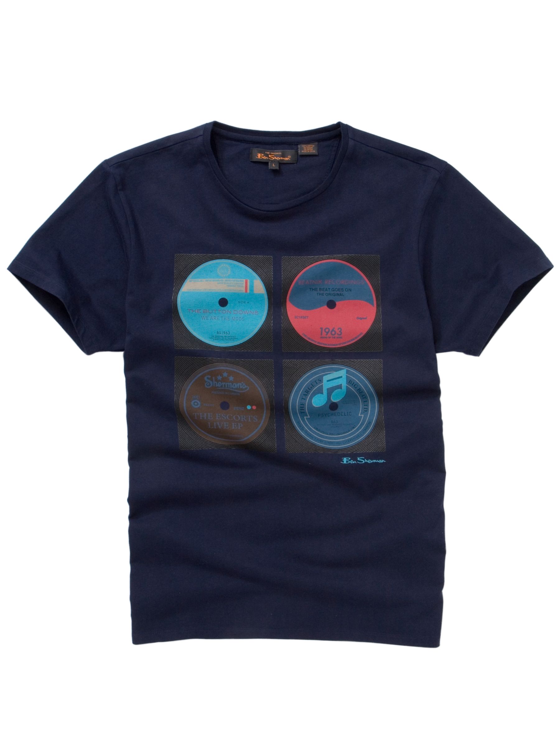 Record Print T-Shirt, Navy