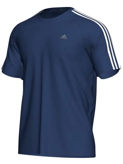 Adidas Essential 3 Stripe T-Shirt, Navy