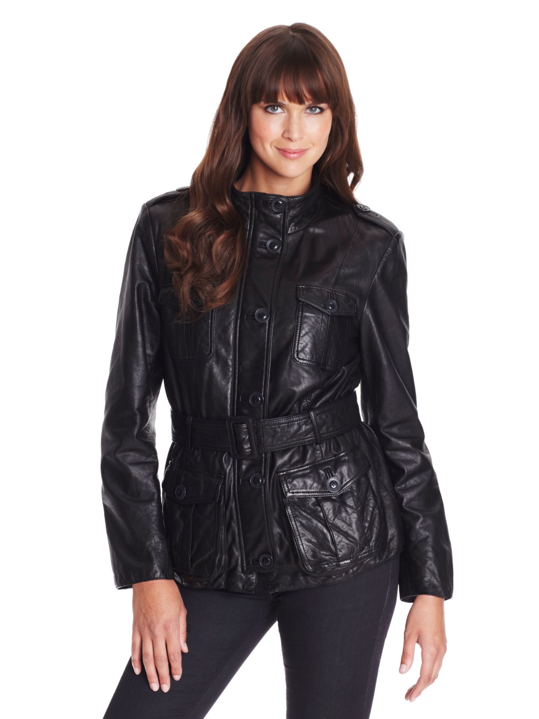 John Lewis Women Scooter Leather Jacket, Black