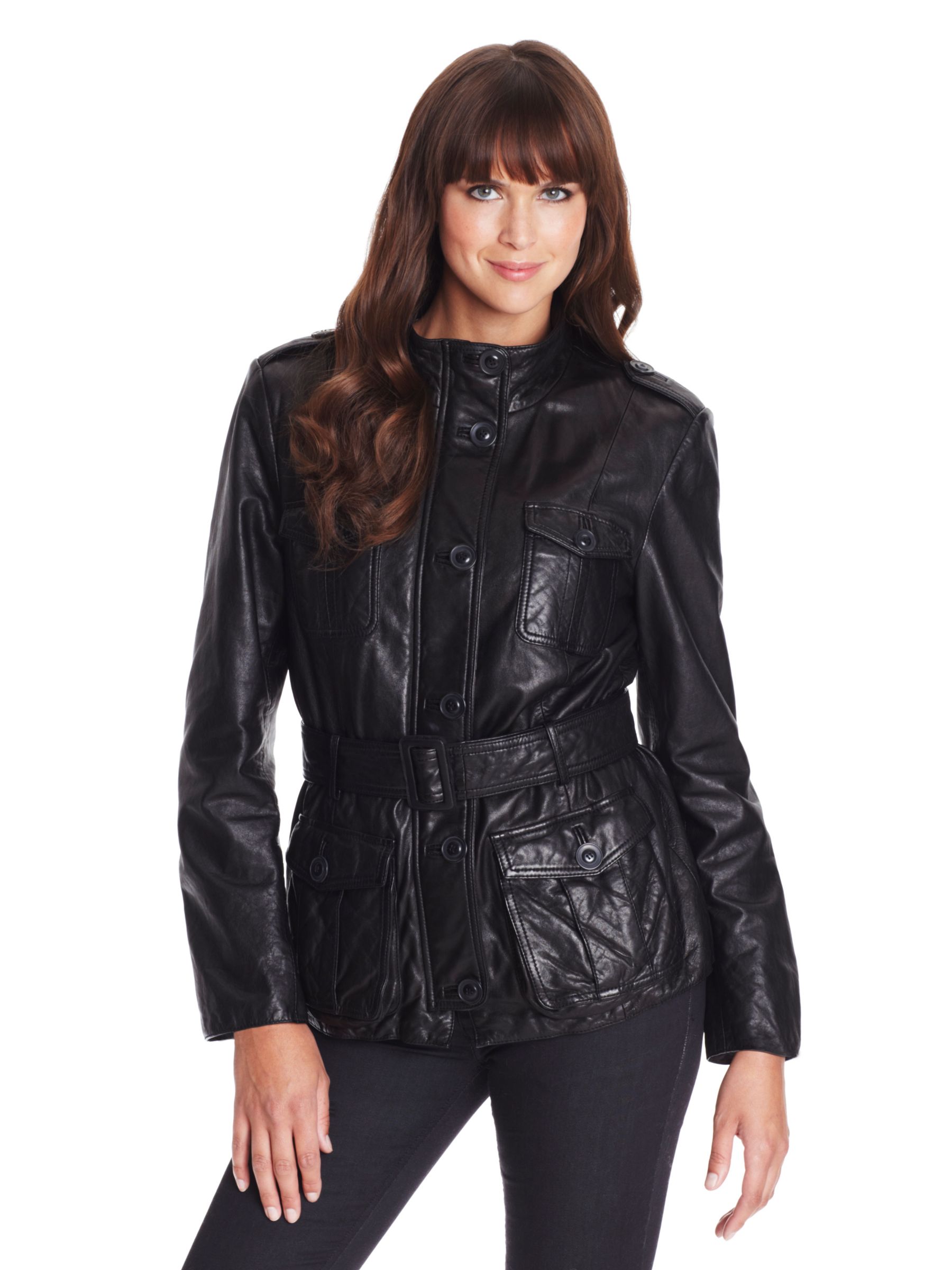 John Lewis Women Scooter Leather Jacket, Black