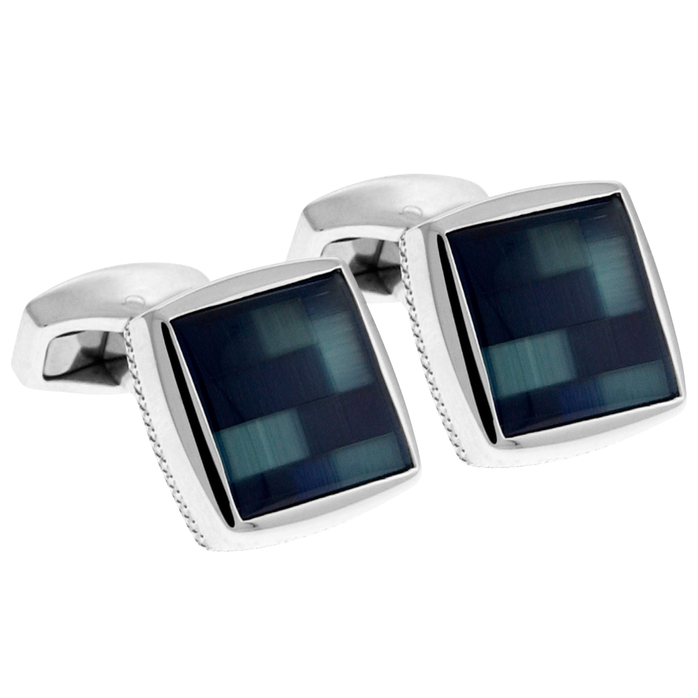 Tateossian Mosaic Square Cufflinks, Blue