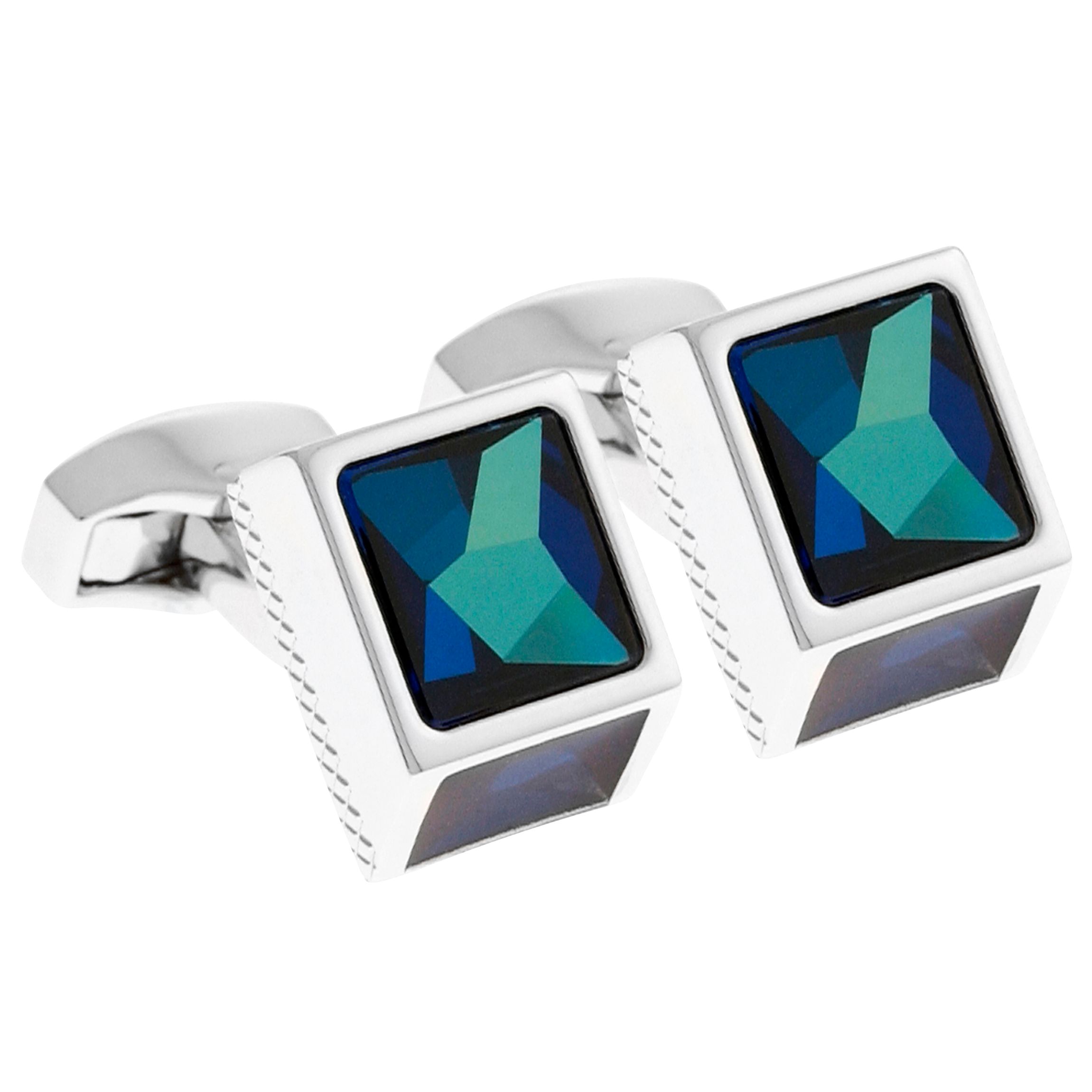 Tateossian Crystal Cube Cufflinks, Blue