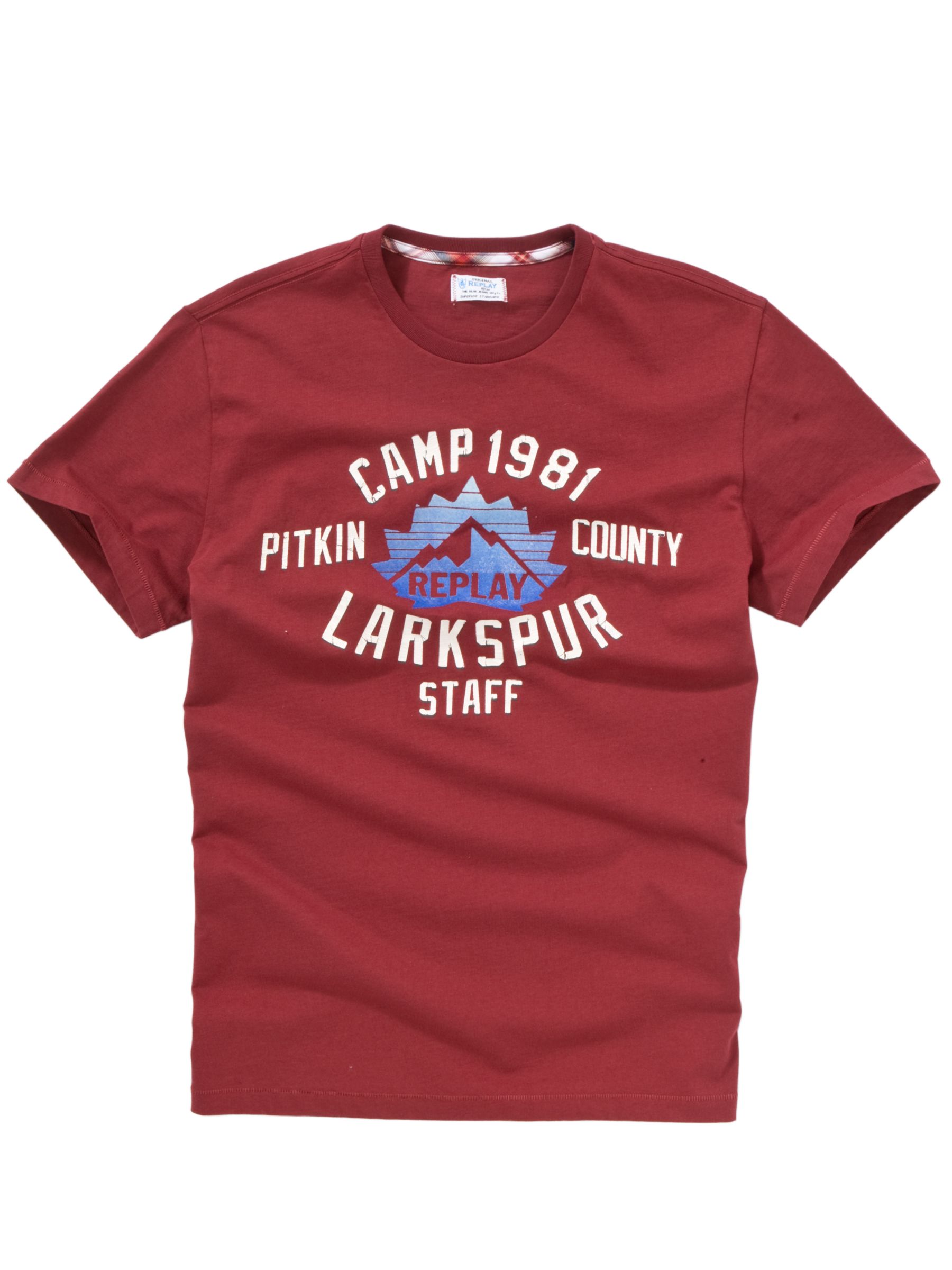 Replay Larkspur Print Short Sleeve T-Shirt, Red