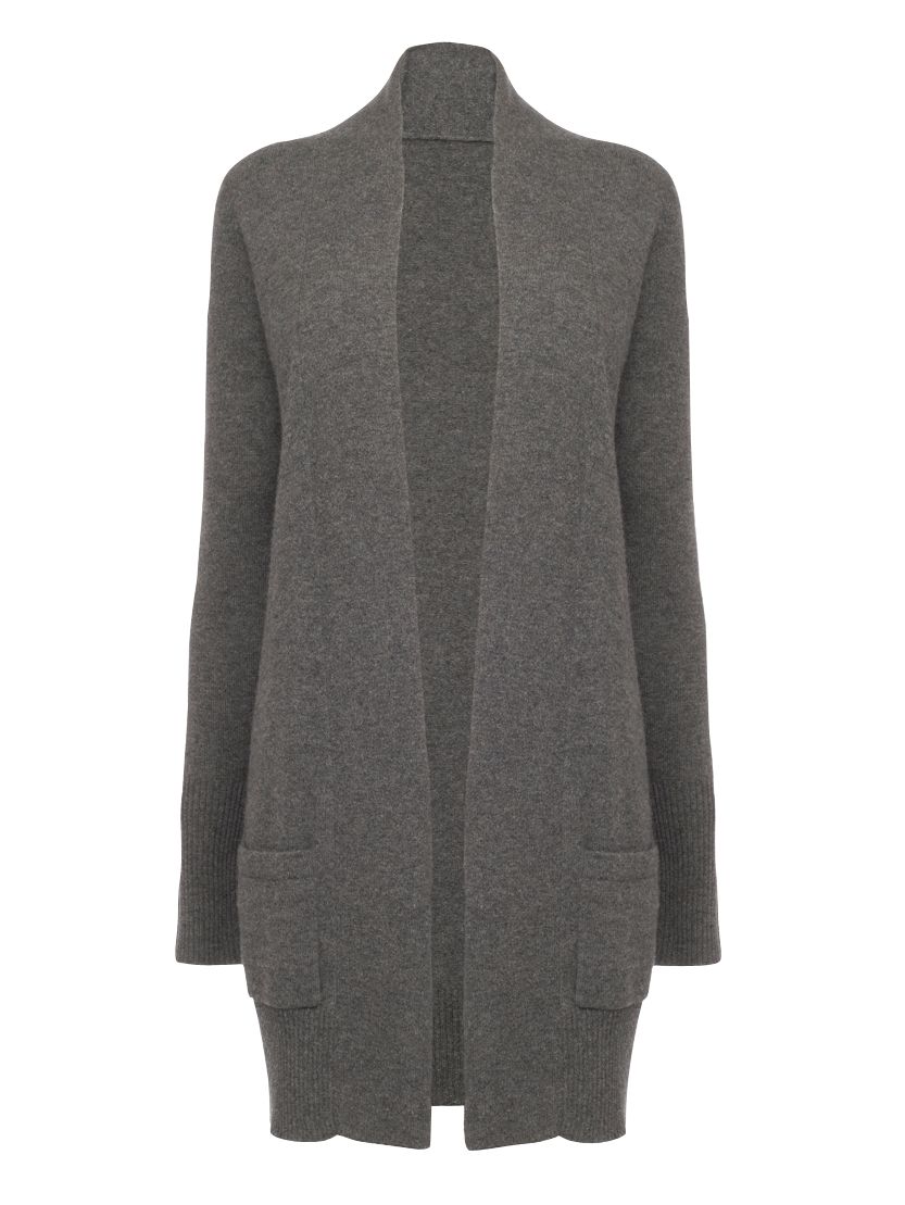 Jaeger Longline Cashmere Cardigan, Charcoal at John Lewis