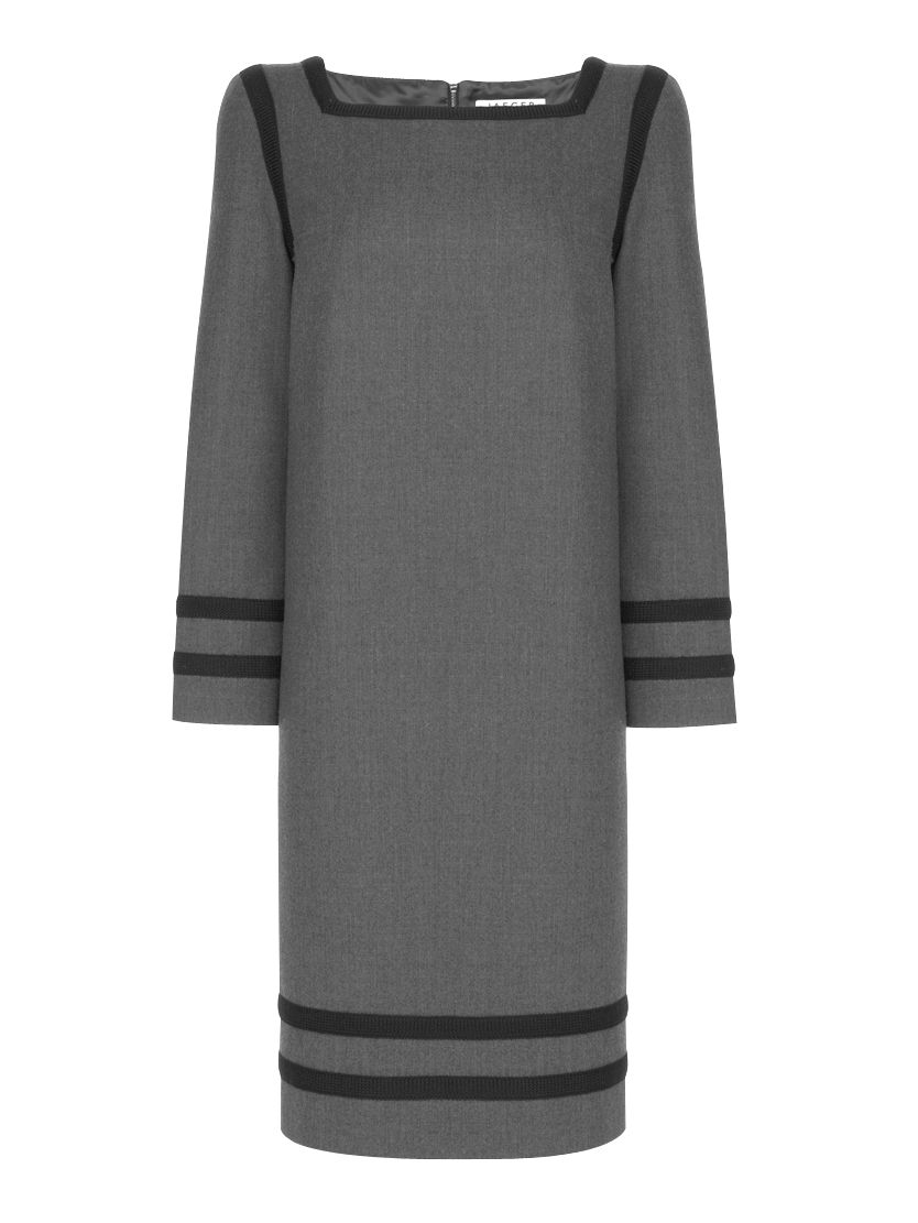 Jaeger Flannel Braid Dress, Charcoal at JohnLewis