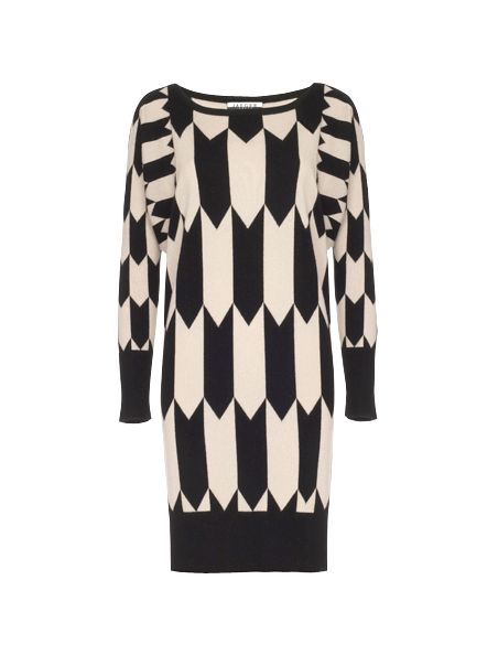 Jaeger Ikat Knitted Dress, Black at John Lewis