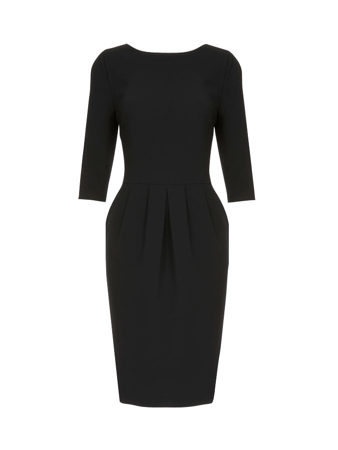 Jaeger Flannel Quilt Dress, Black, 8 at JohnLewis