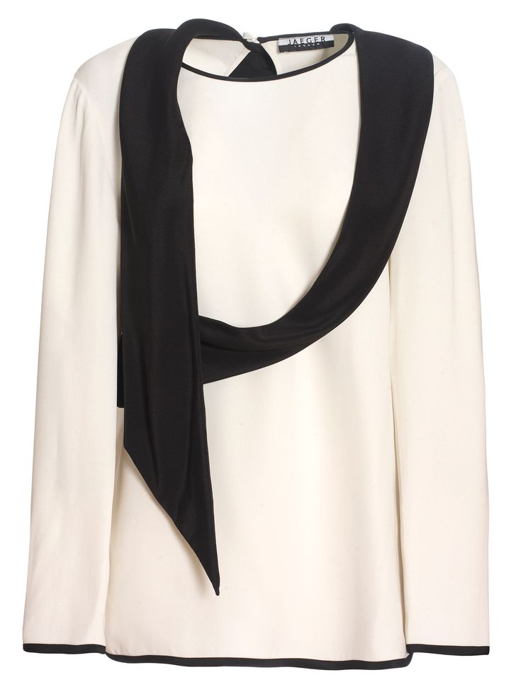 Jaeger London Silk Blouse With Scarf, Ivory