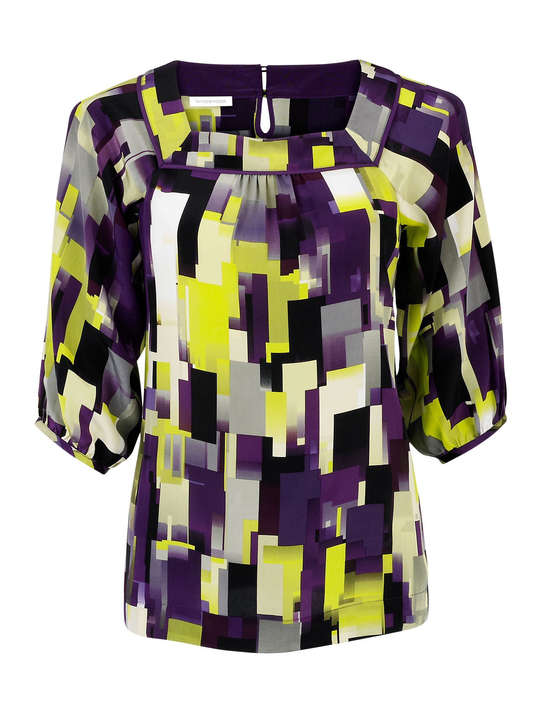 Windsmoor Skyline Print Square Neck Silk Blouse,