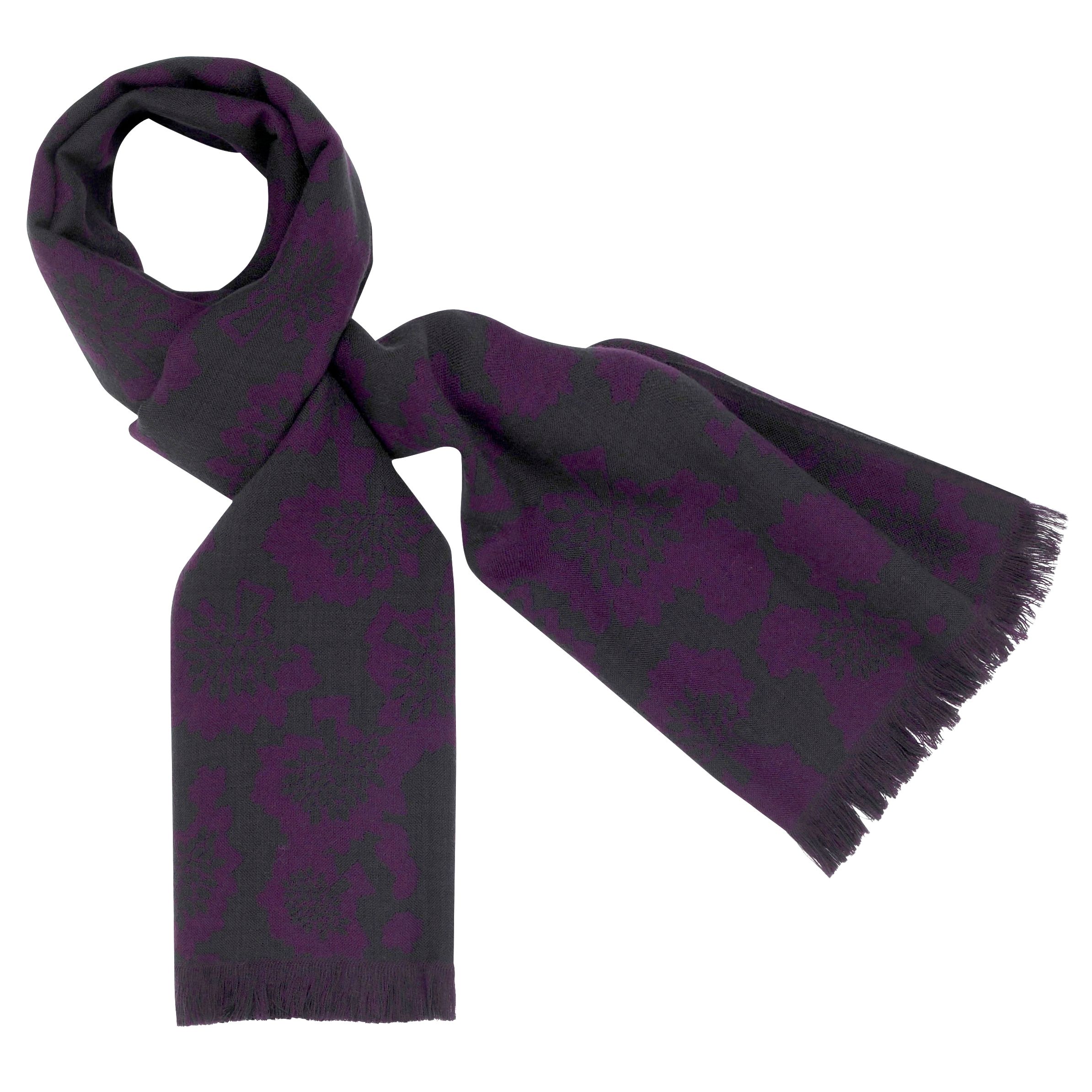 Mulberry Floral Tree Wool Scarf, Black at John Lewis