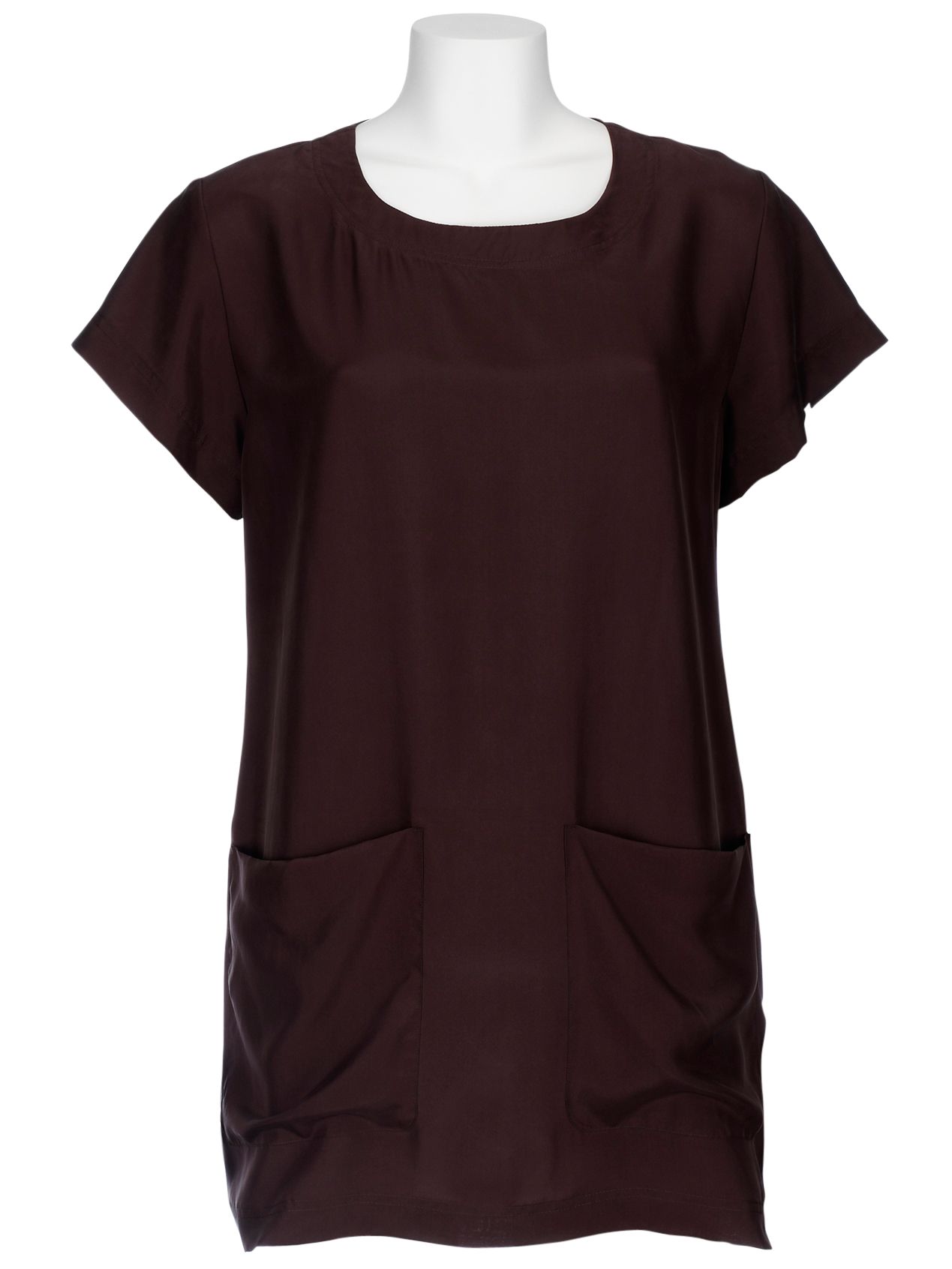 FWM by Fenn Wright Manson FWM Silk Satin Oversized T-Shirt, Dark Chocolate