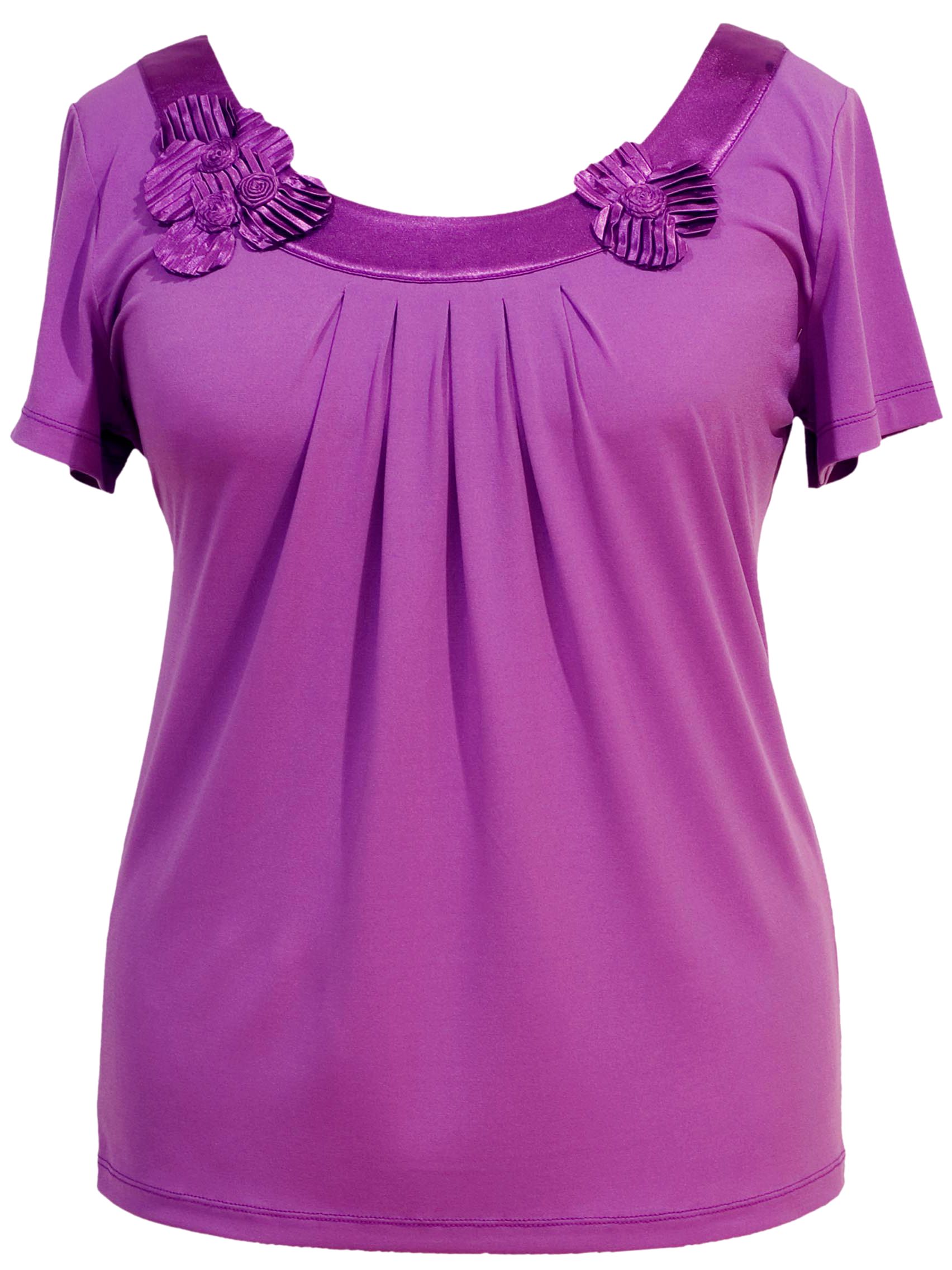 Satin Trim T-Shirt, Purple