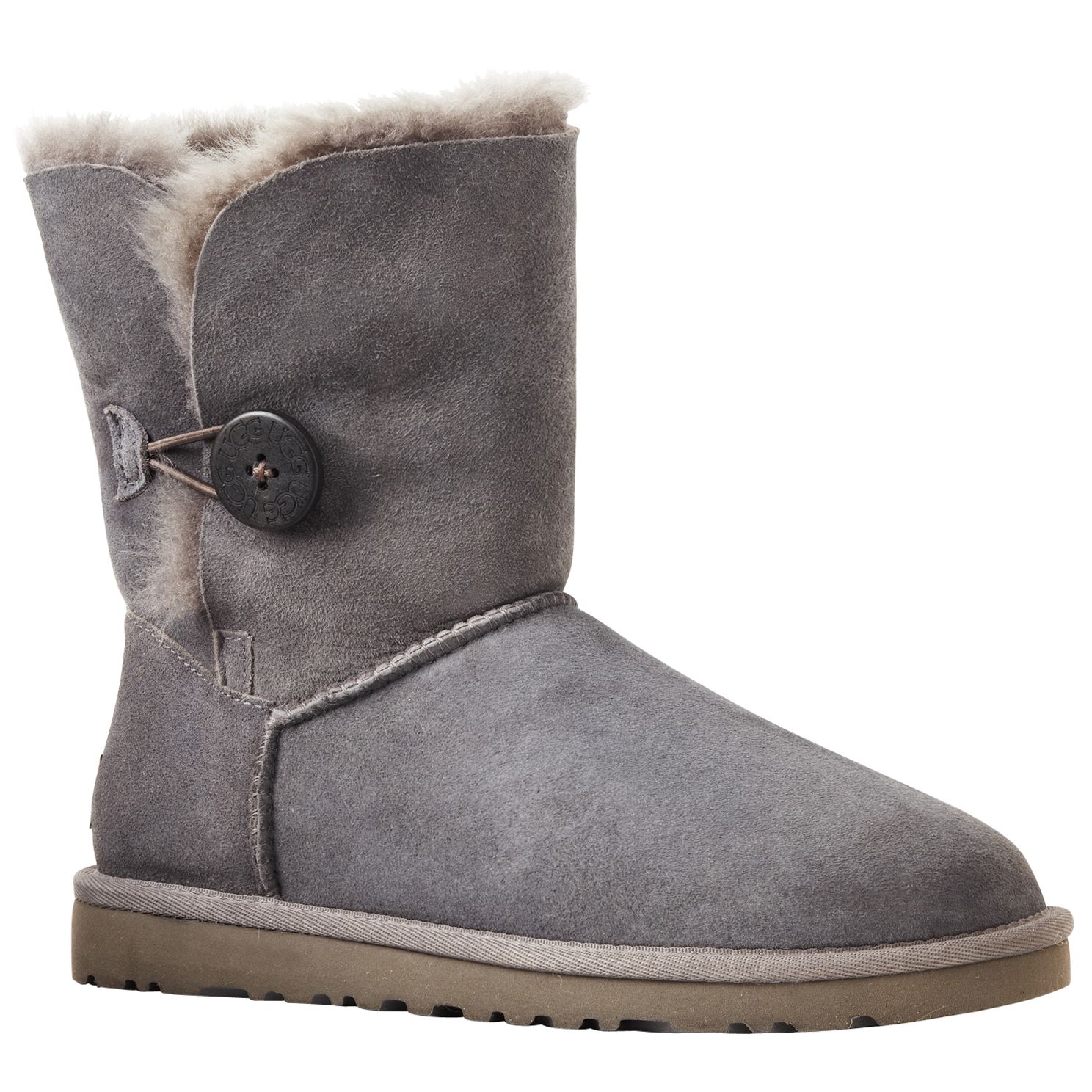 UGG B Button Short Boots, Grey at John Lewis