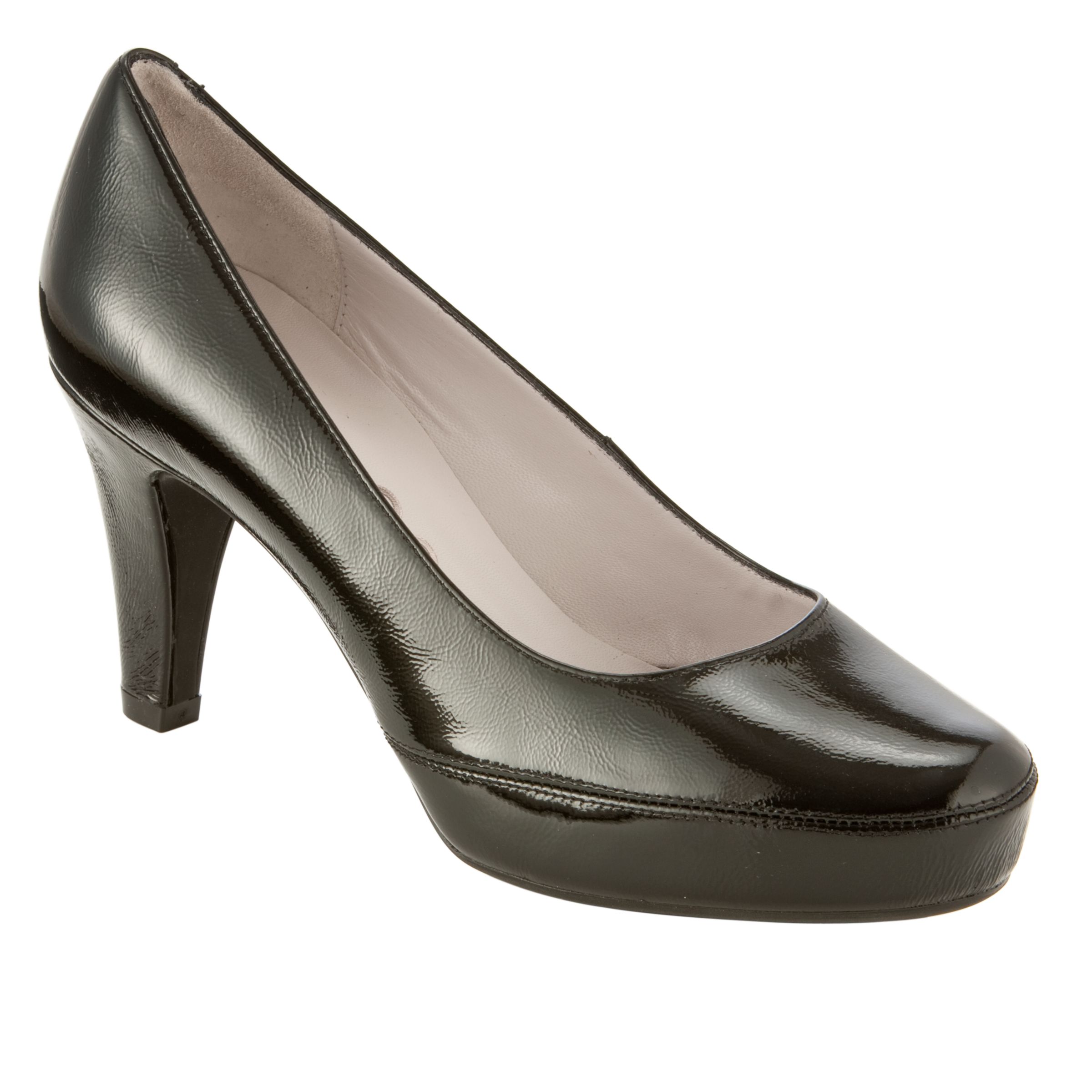 Unisa Nature Crinkle Patent Leather Platform Court Shoes, Black