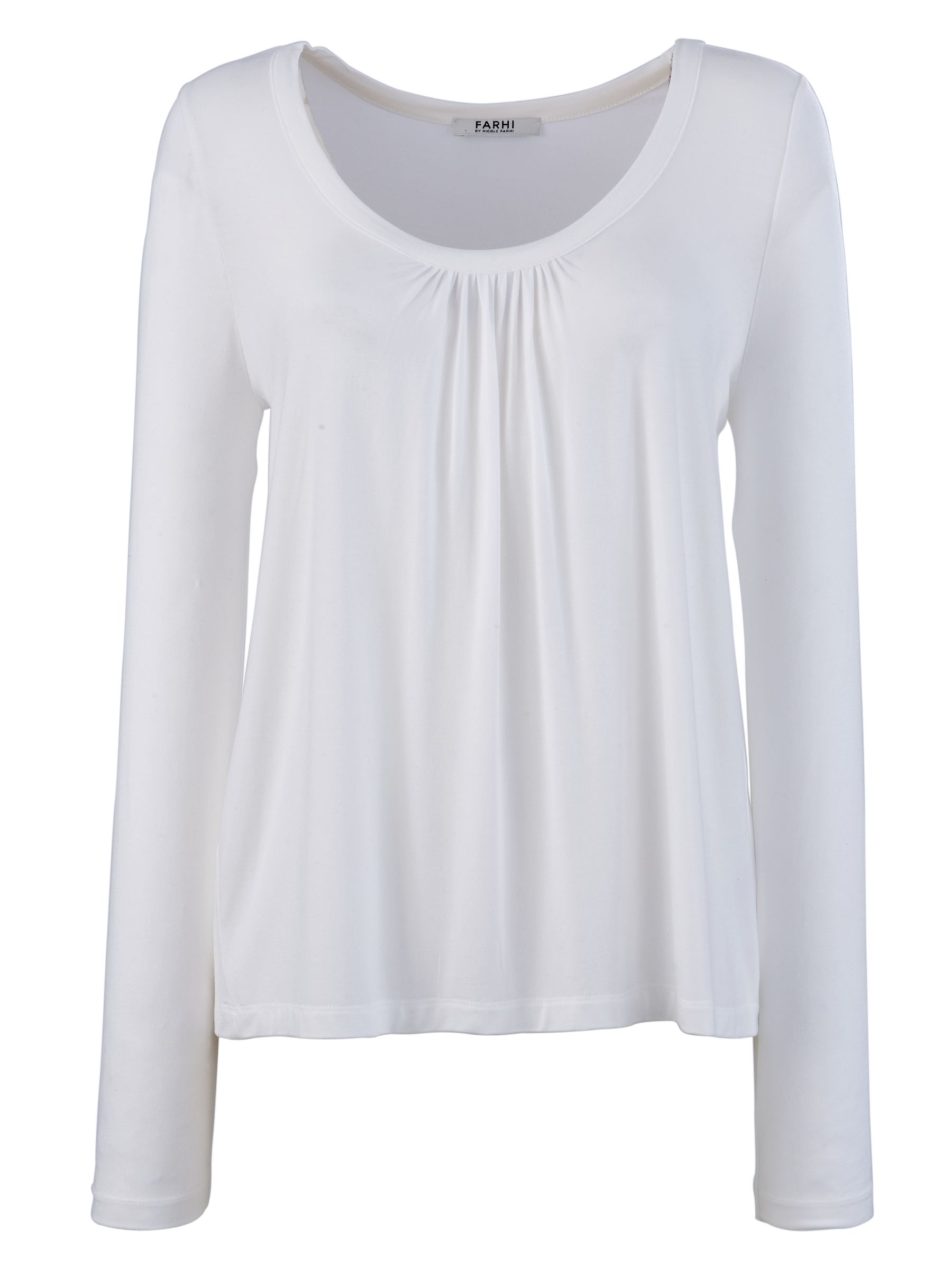 Farhi by Nicole Farhi Farhi Scoop Neck Long Sleeve White T-Shirt, White