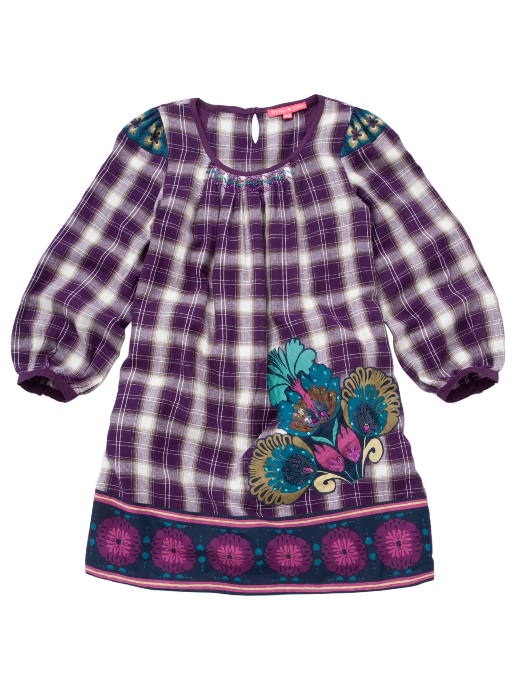 Derhy Check Embroidered Dress Violet