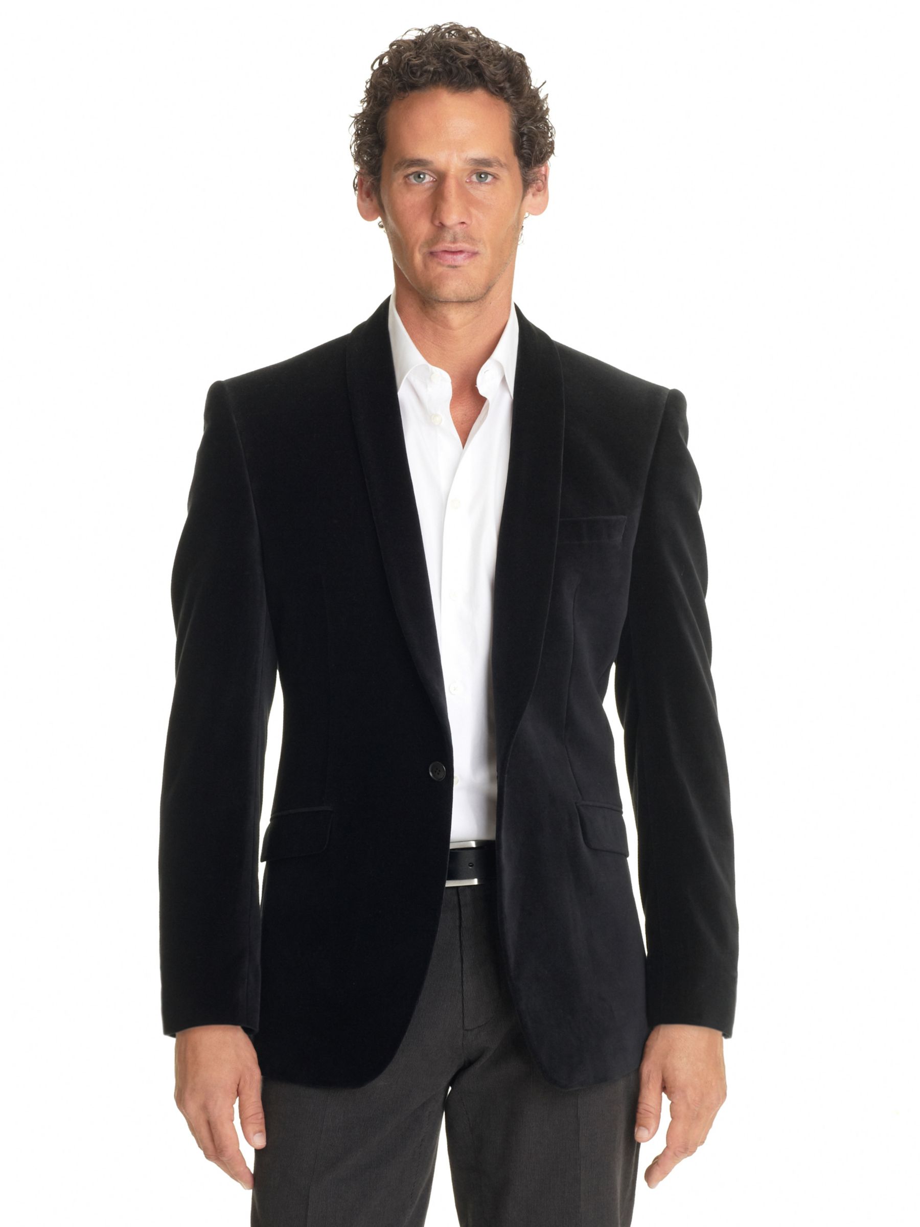 John Lewis Men Velvet Tailored Jacket, Black at John Lewis