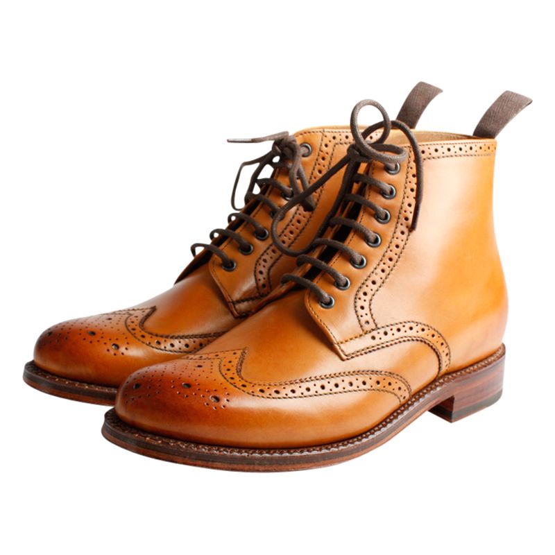 Grenson Sharp Brogue Derby Boots, Tan at John Lewis