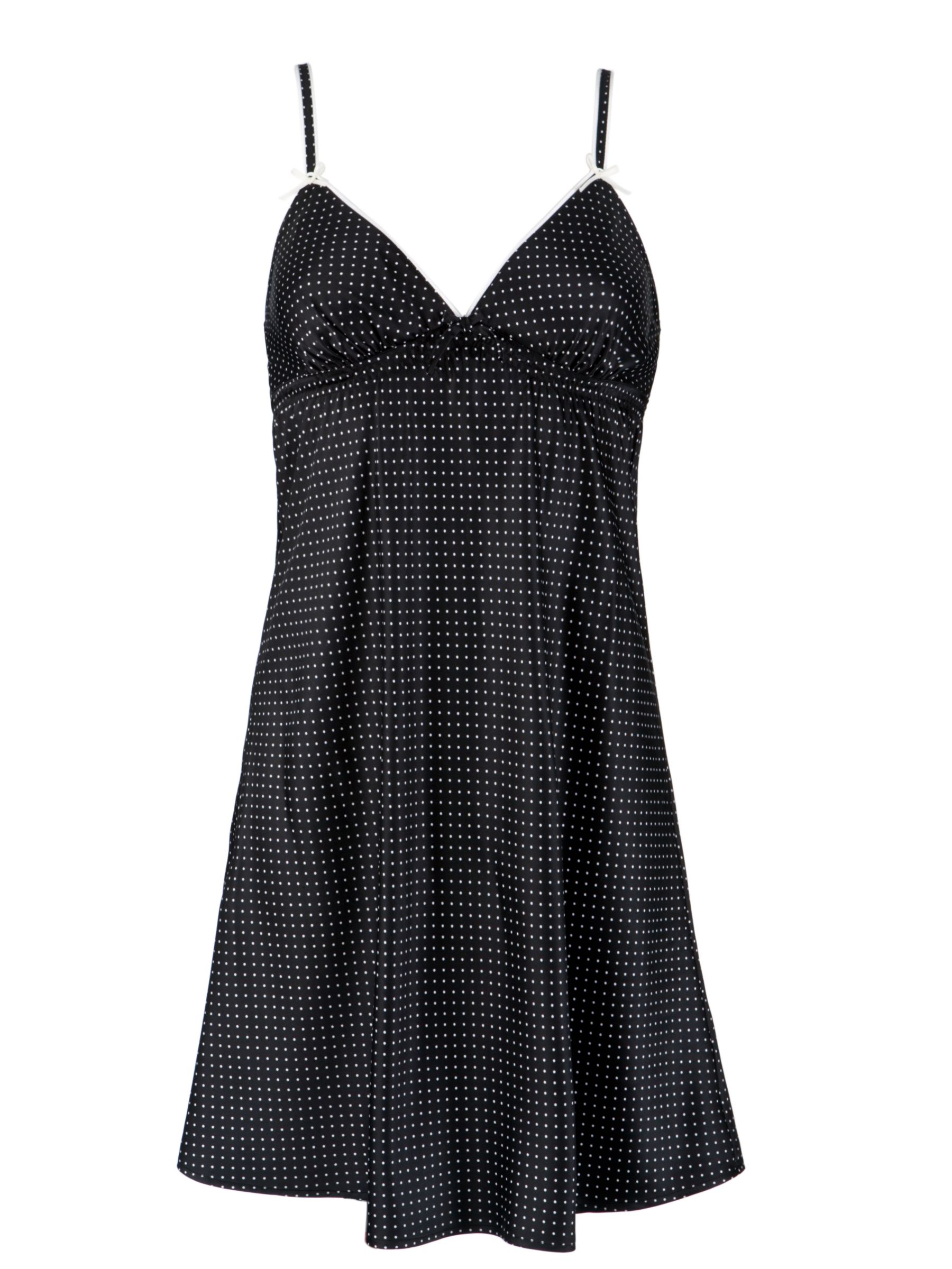 John Lewis Women Ava Polysatin Spot Chemise, Black