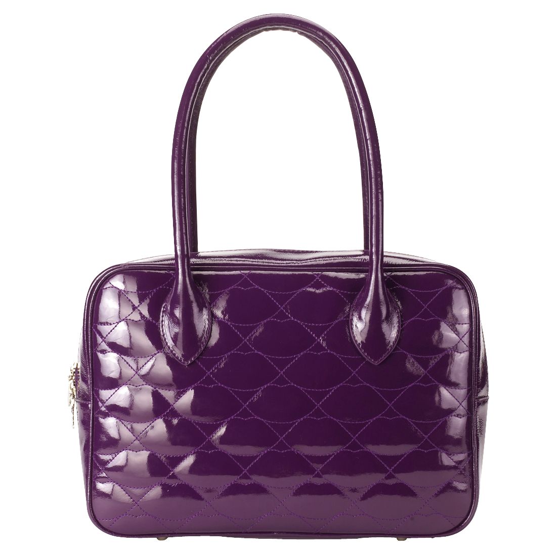 Lulu Guinness Jenny Quilted Lips Large Double Handle Shoulder Handbag, Purple at John Lewis