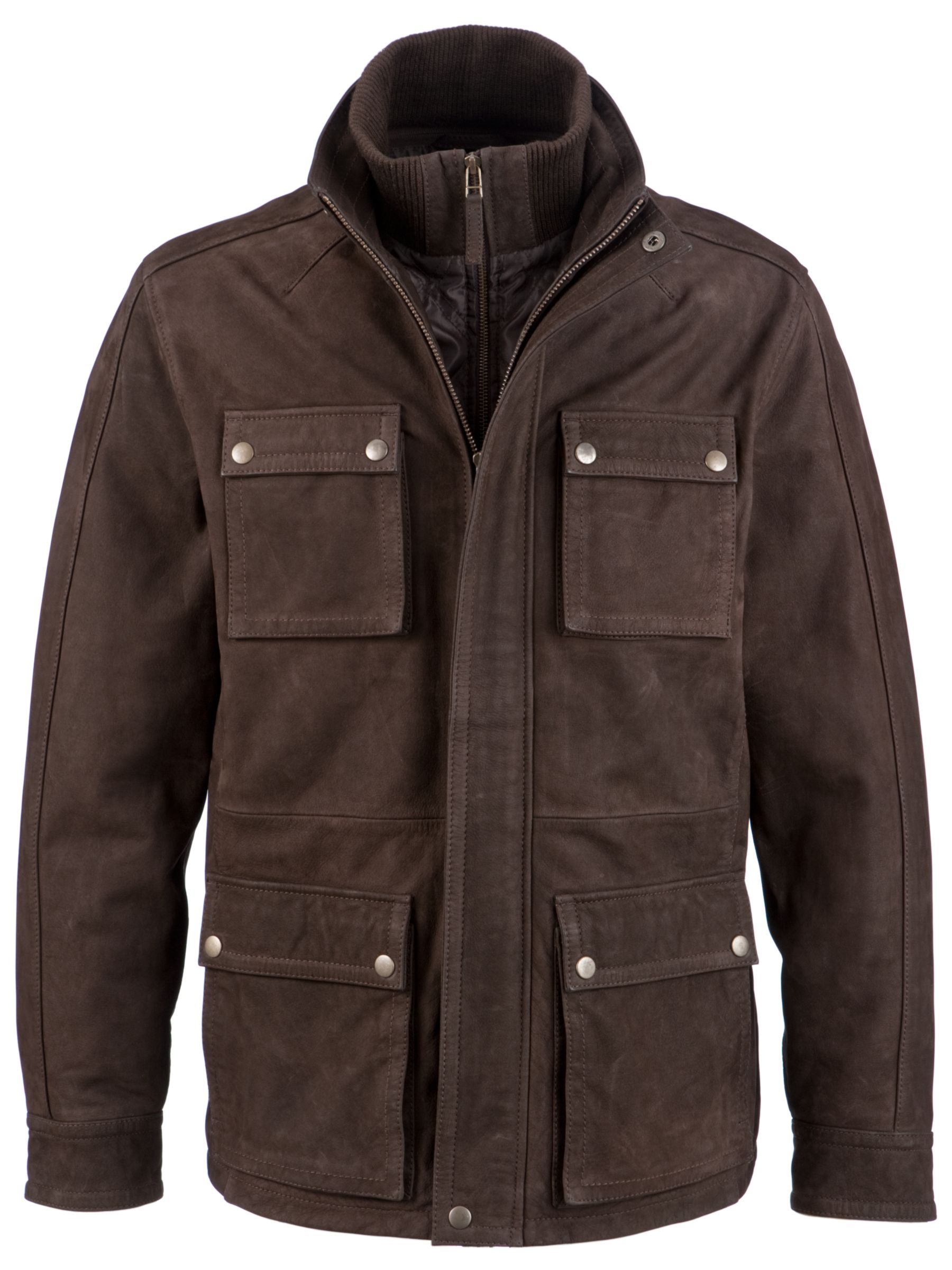 John Lewis Men 2 in 1 Leather Coat, Light brown at JohnLewis