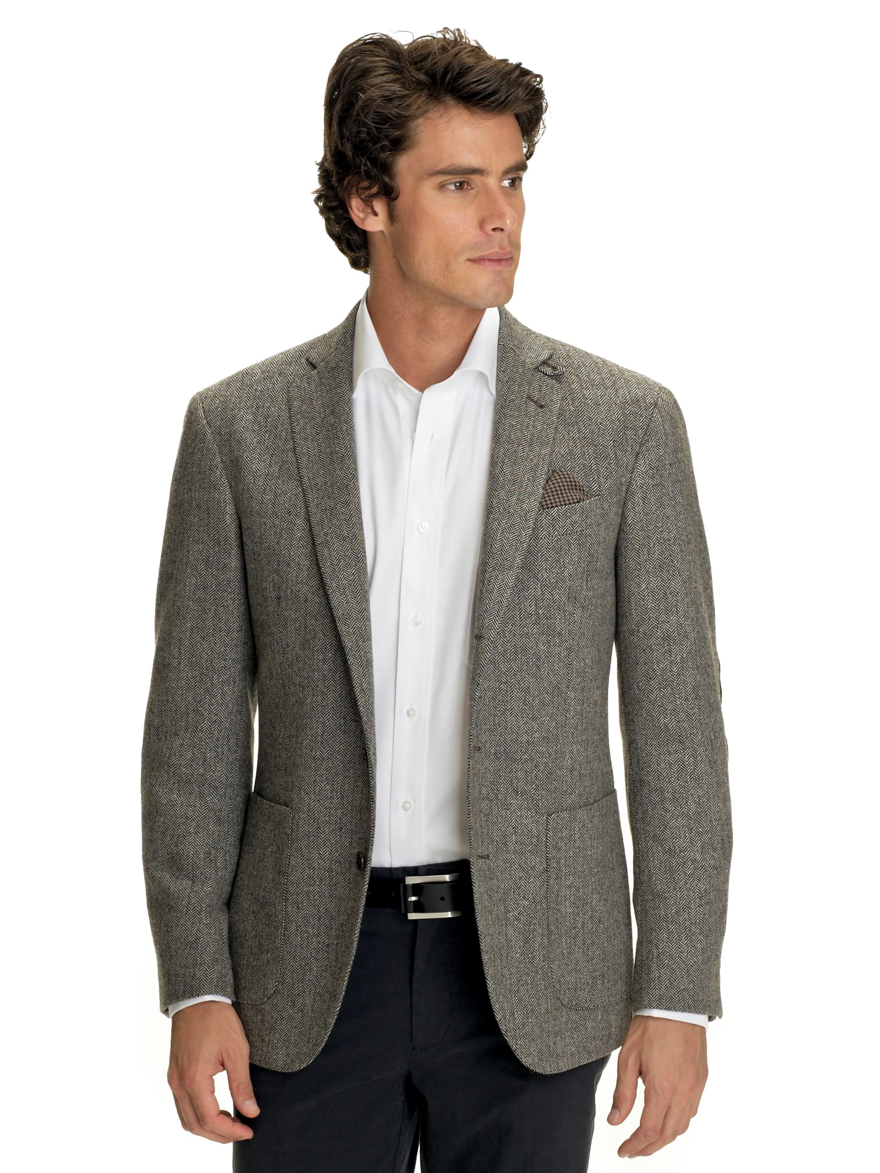 Hackett London Herringbone Tweed Jacket, Dark grey at John Lewis