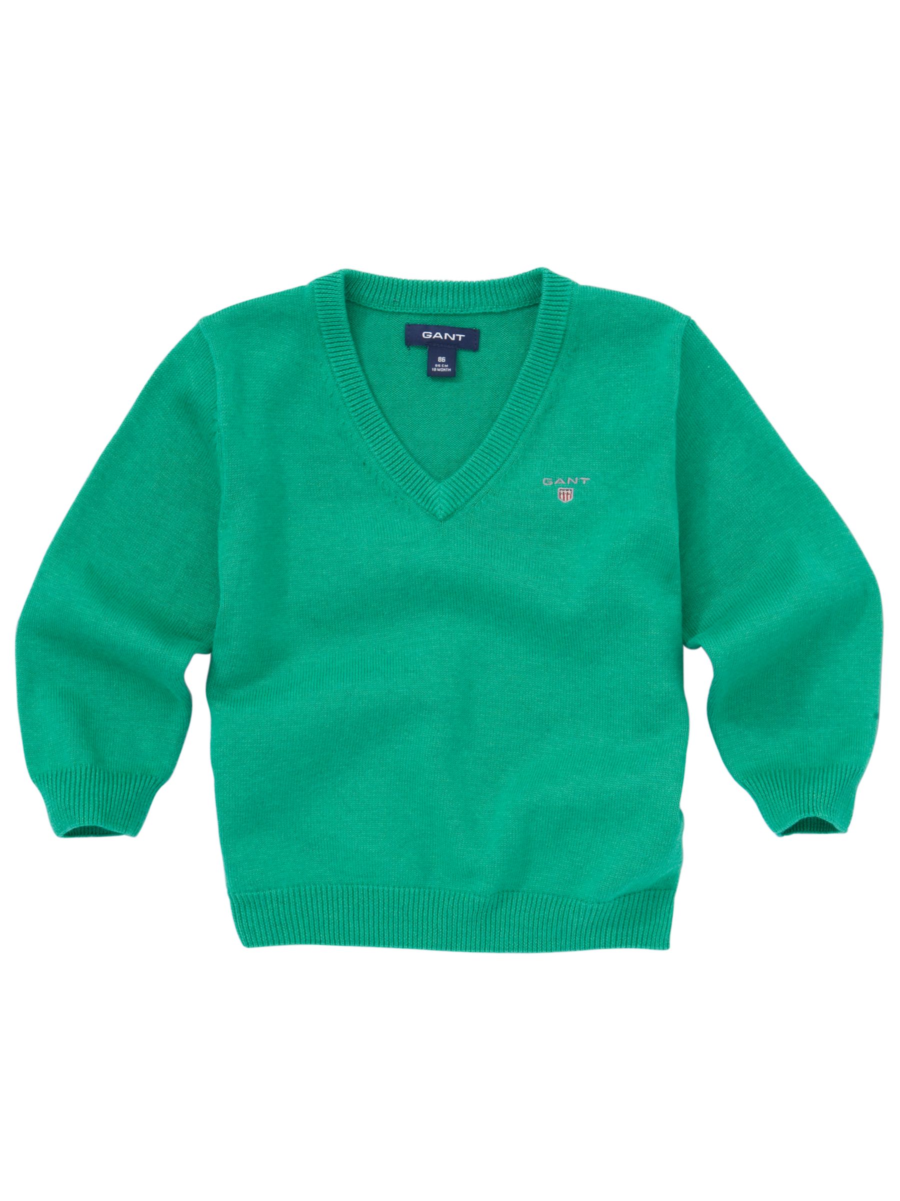 Gant Lightweight Cotton V Neck Jumper Green