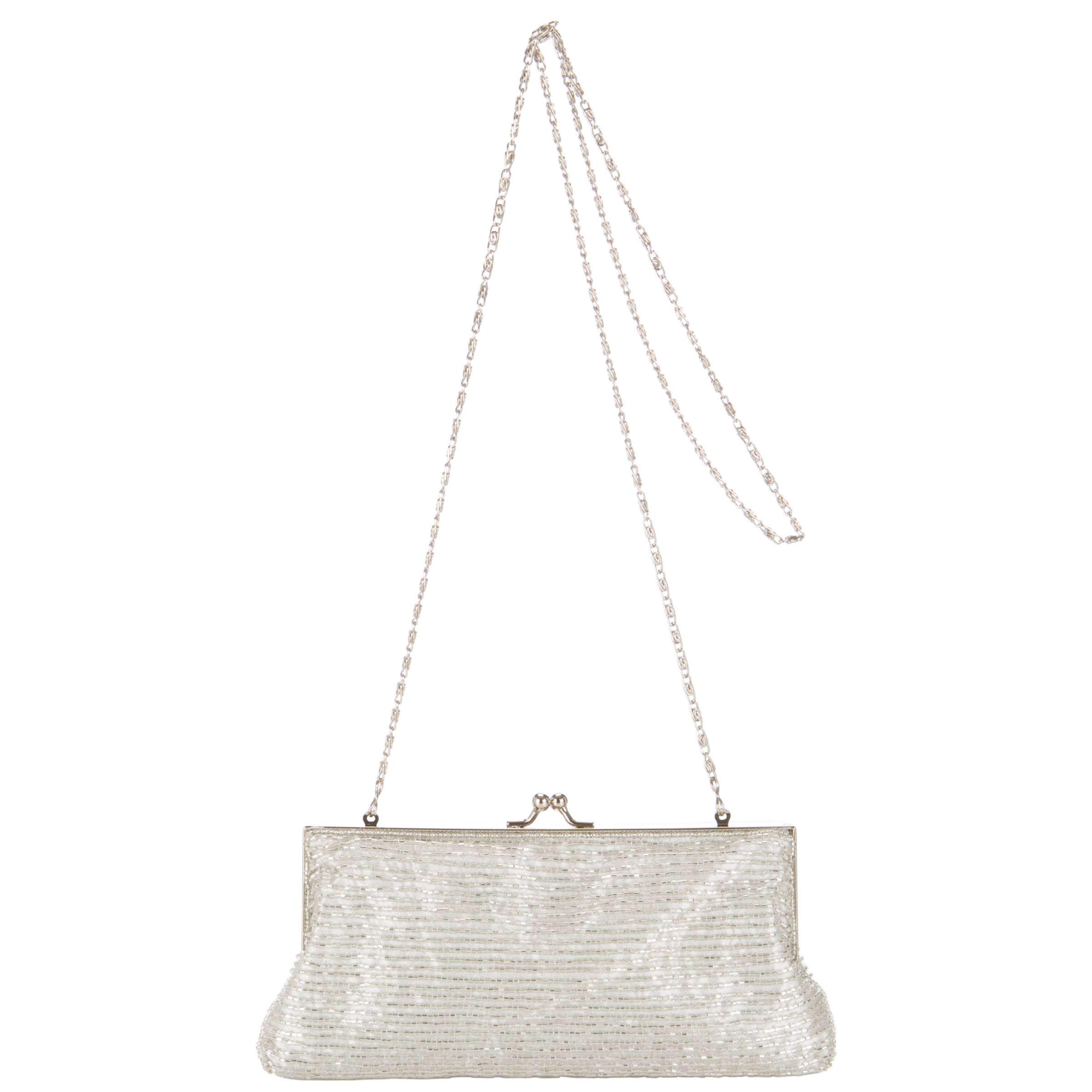 John Lewis 100's & 1000's Bead Frame Evening Clutch Handbag, Silver