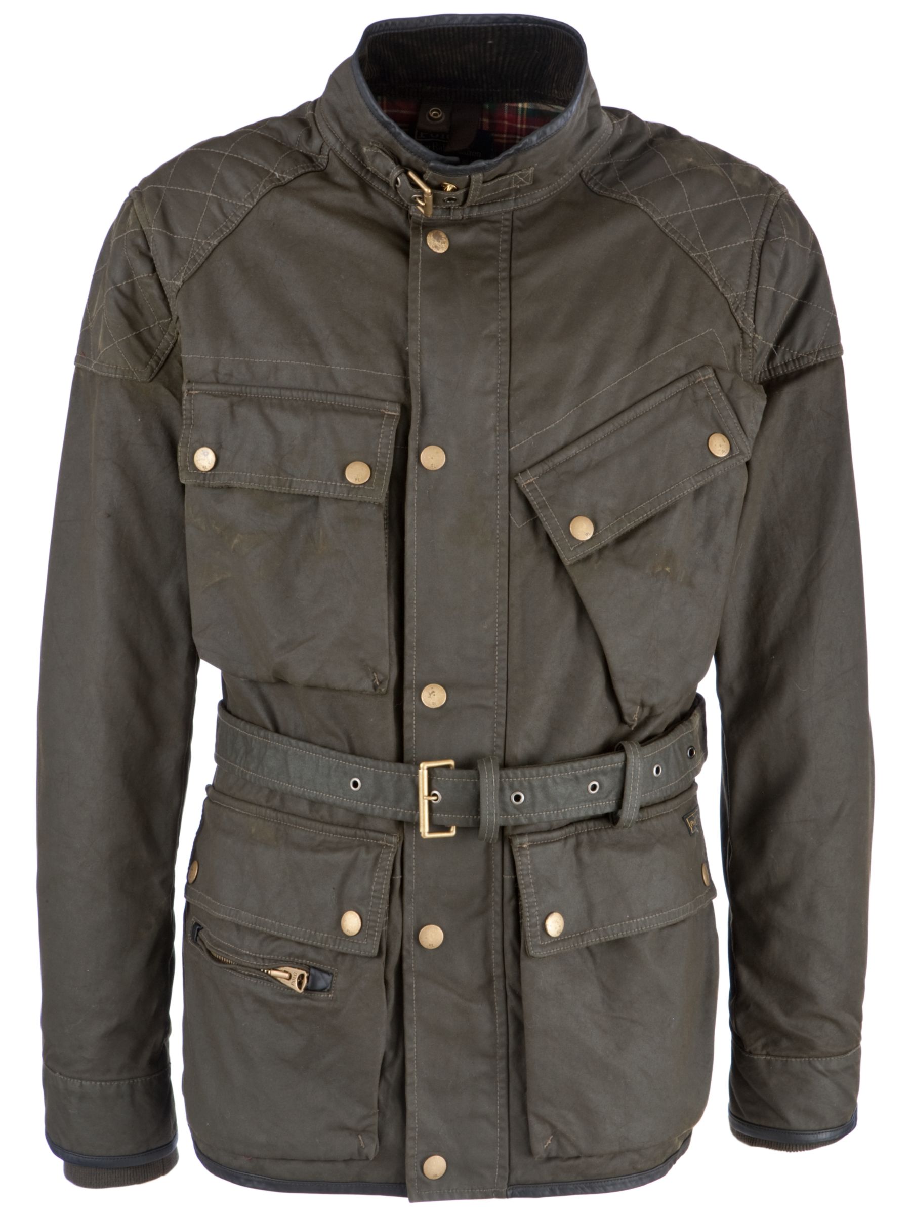 Polo Ralph Lauren Silverstone Waxed Biker Jacket, Moors Olive at John Lewis