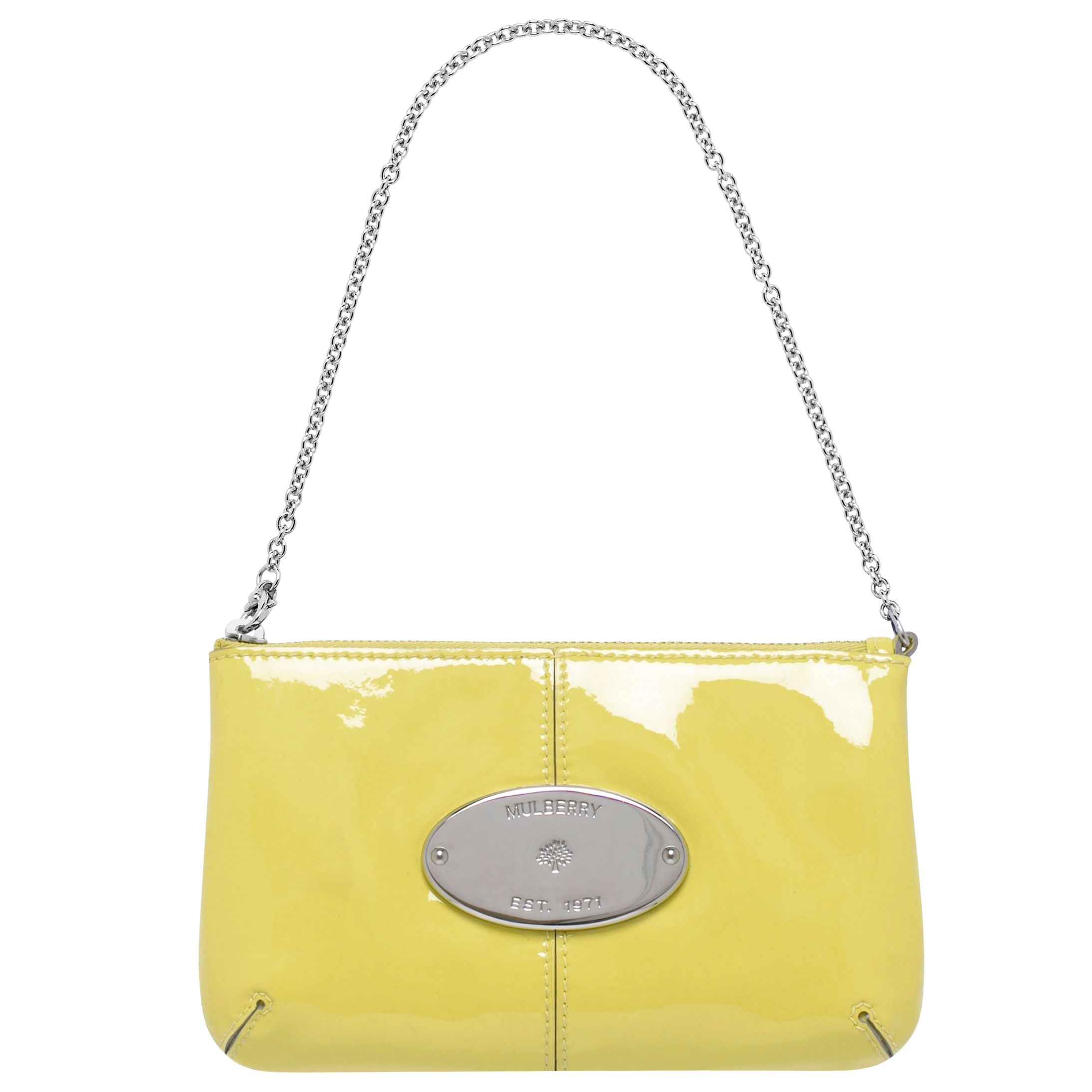 Mulberry Charlie Patent Leather Shoulder Bag, Yellow at John Lewis