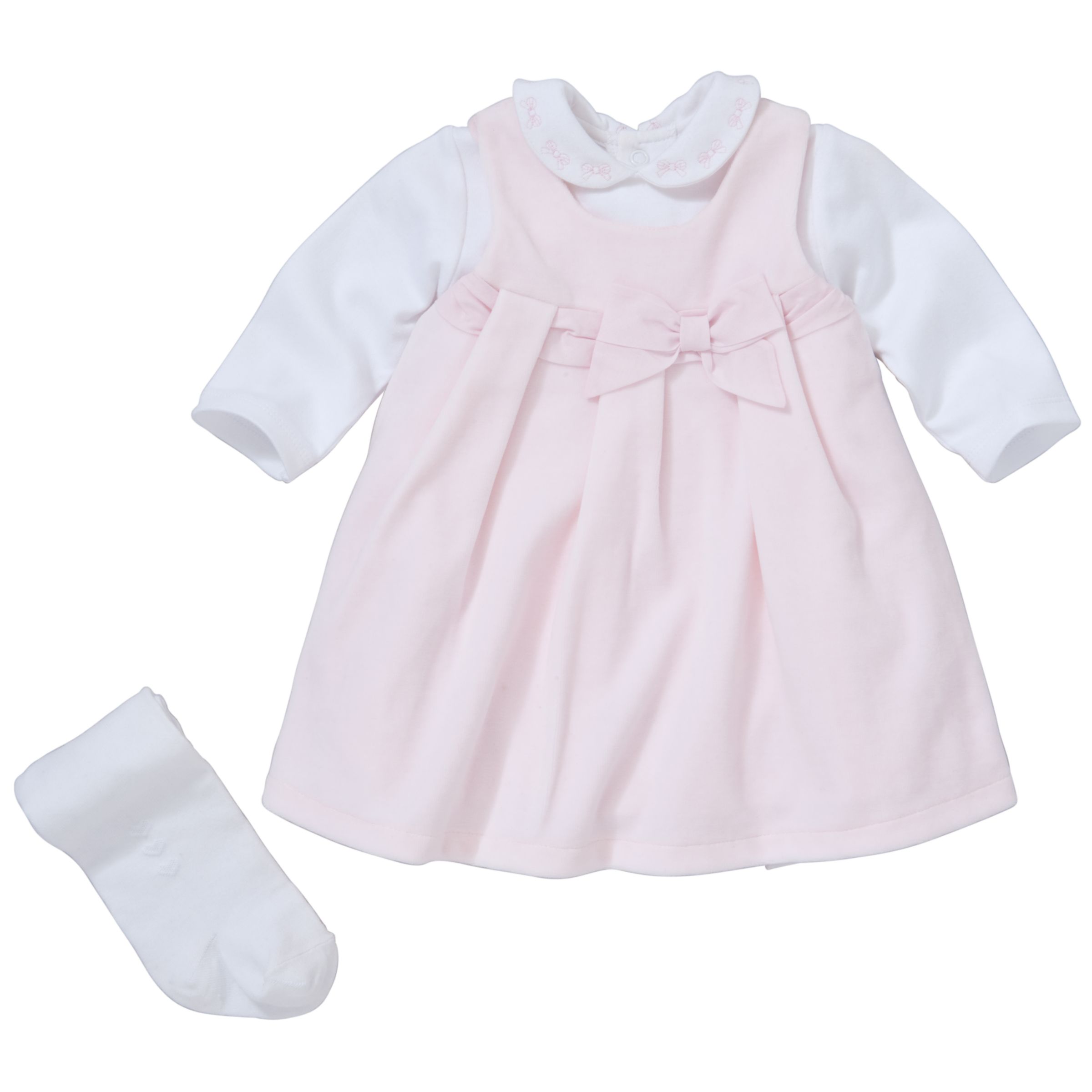 Emile et Rose Velour Dress Body and Tights Set Pink 3 6 months