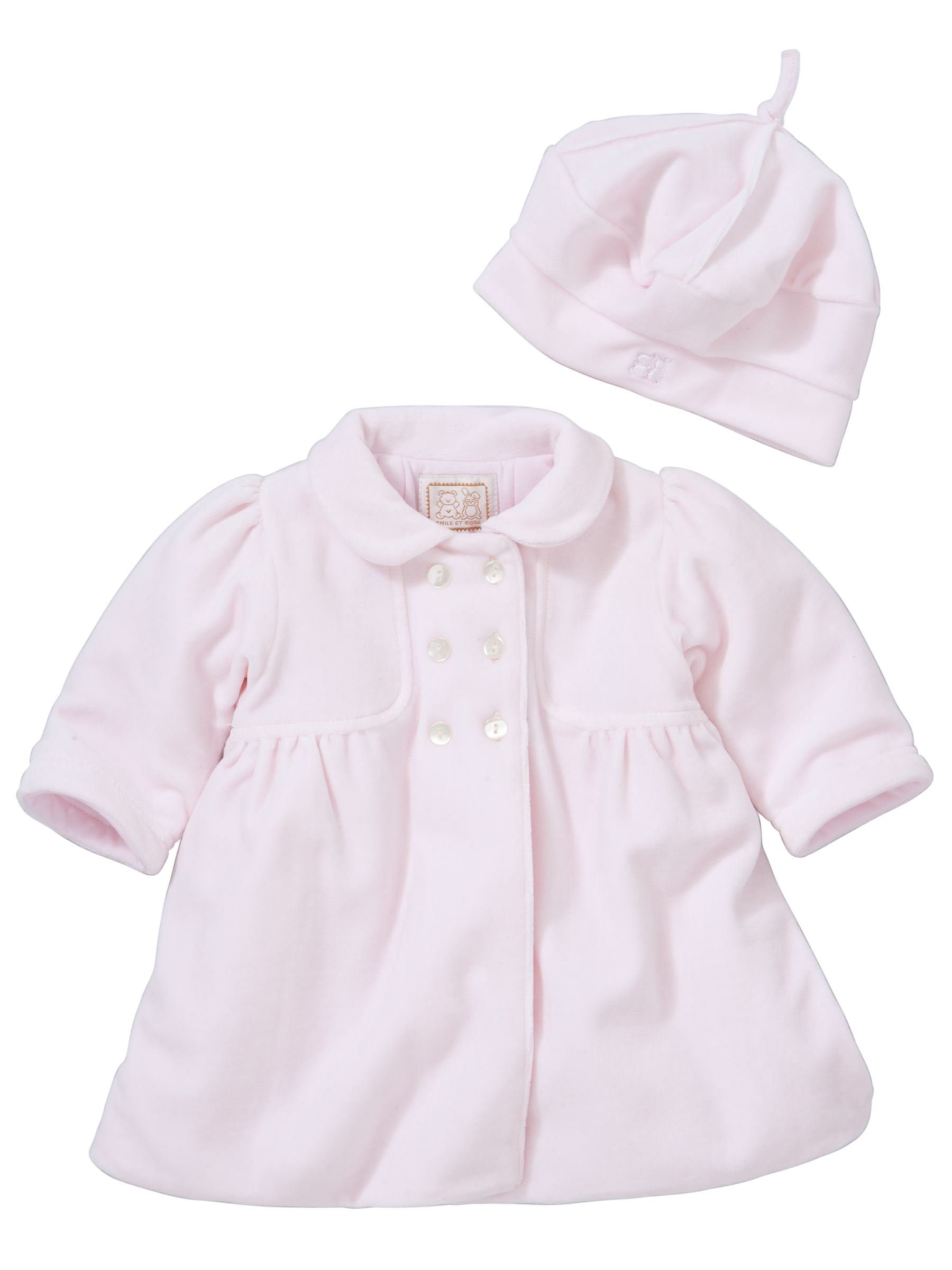 Emile et Rose Velour Wadded Coat and Beret Pink