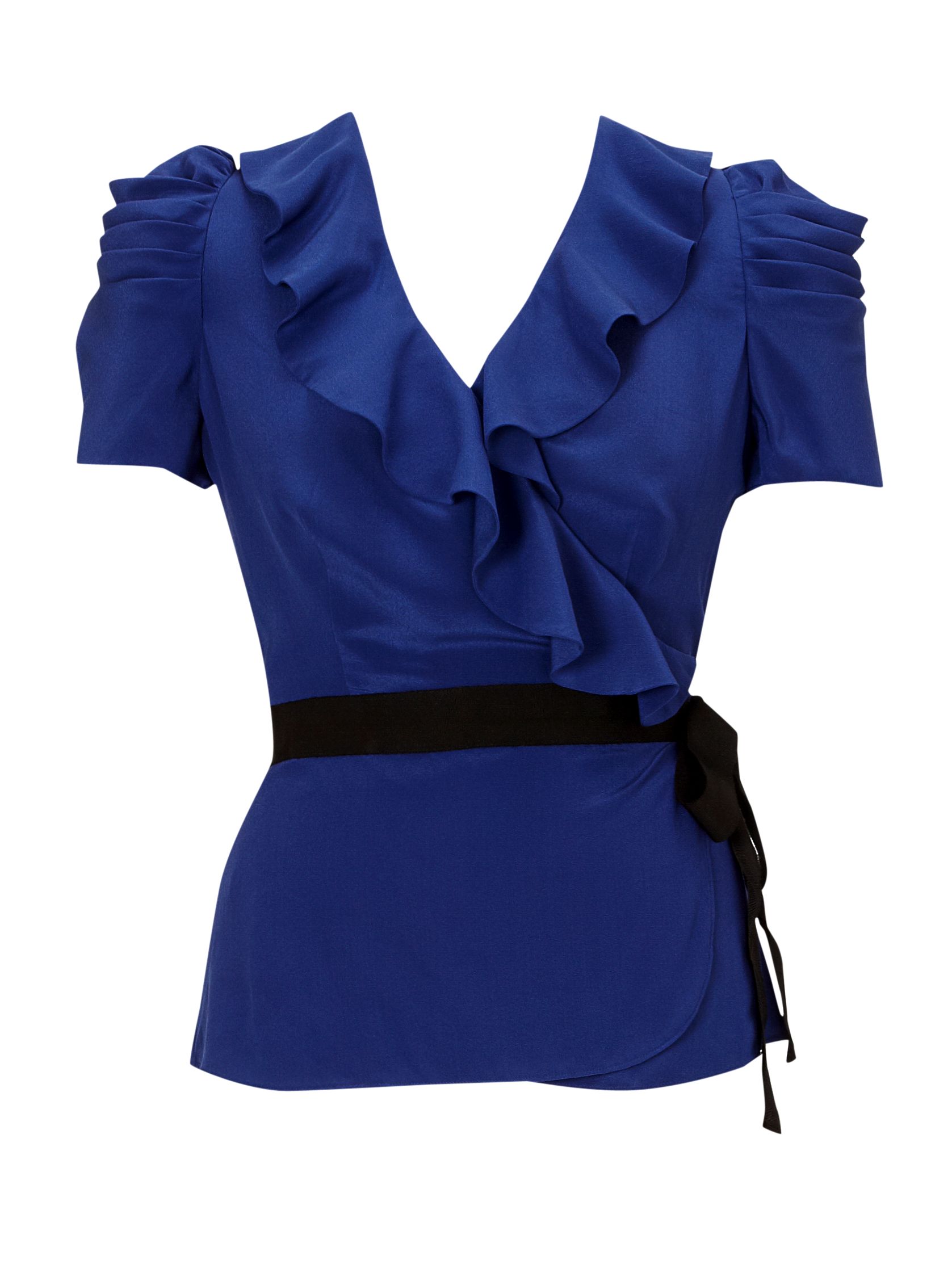 Coast Veronica Wrap Silk Blouse, Navy