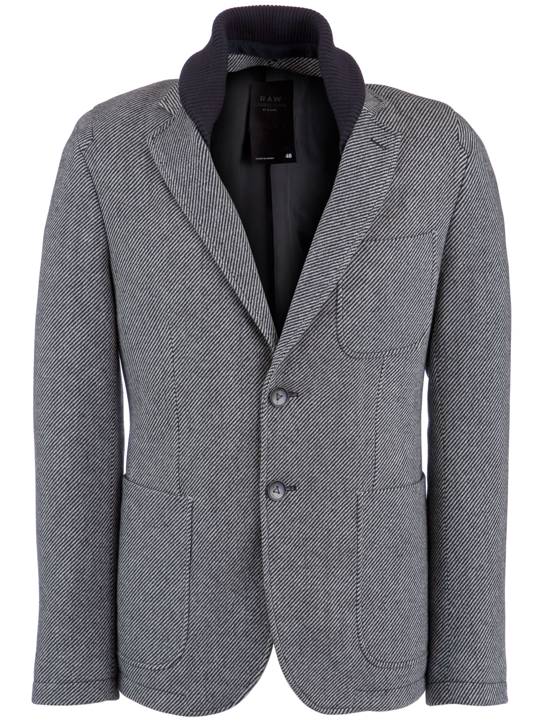G-Star Raw City Knit Collar Blazer, Black, L at John Lewis