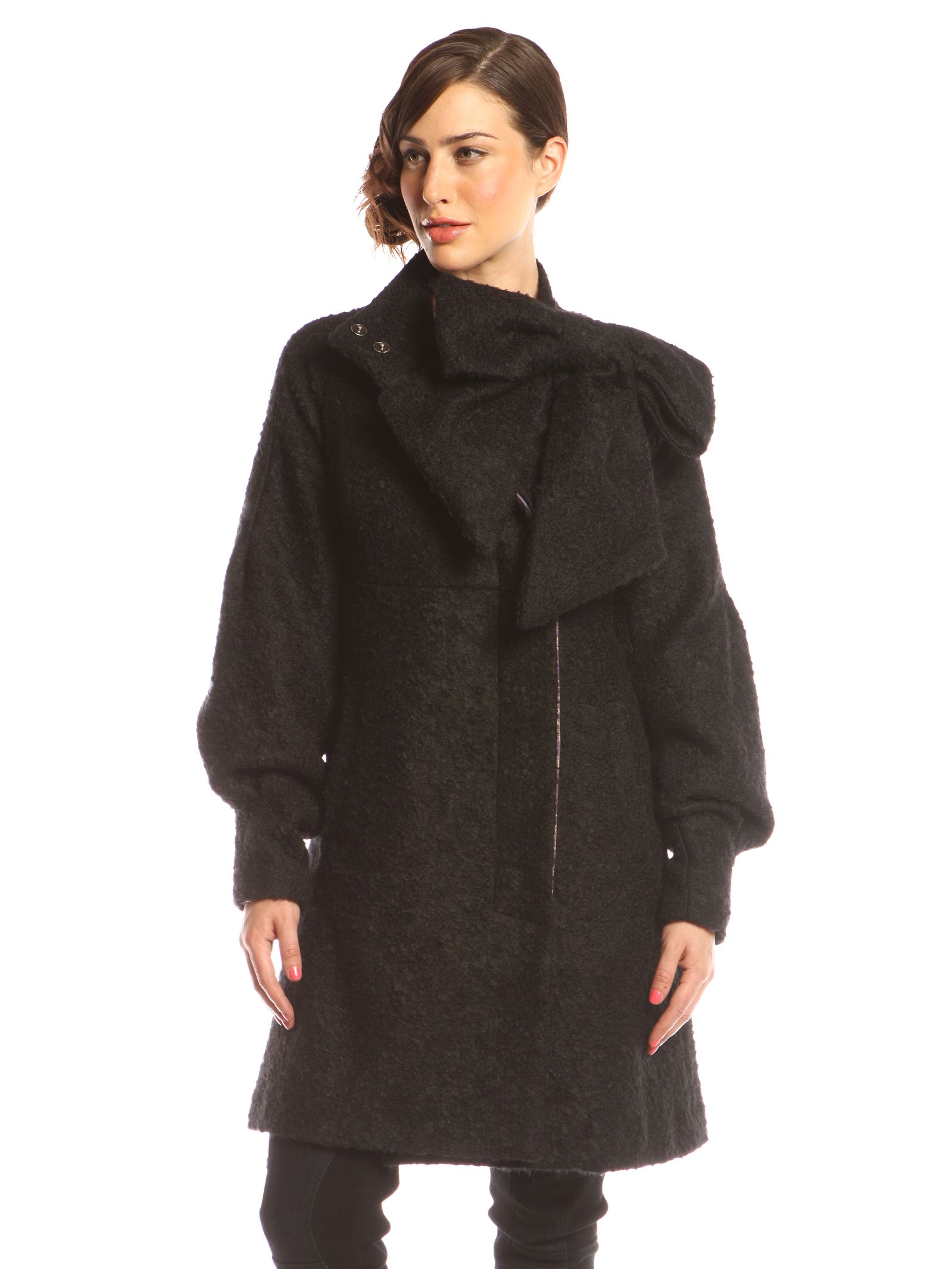 Ted Baker Santago Oversized Bow Coat, Black at John Lewis