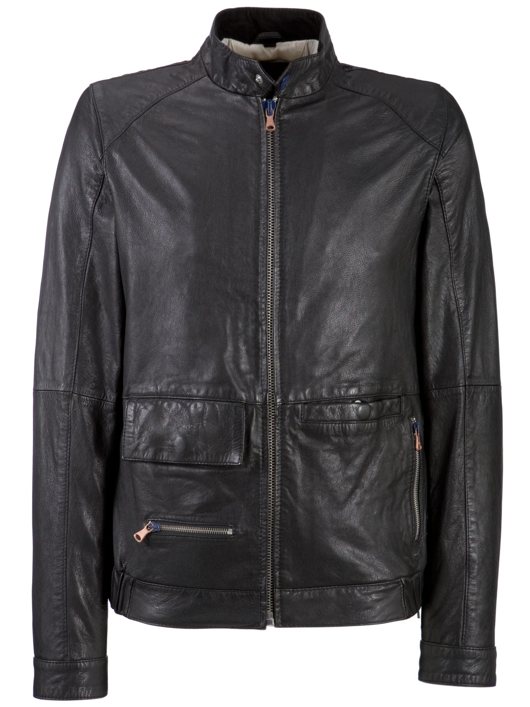 G-Star Raw Essential Leather Jacket, Black, L at John Lewis