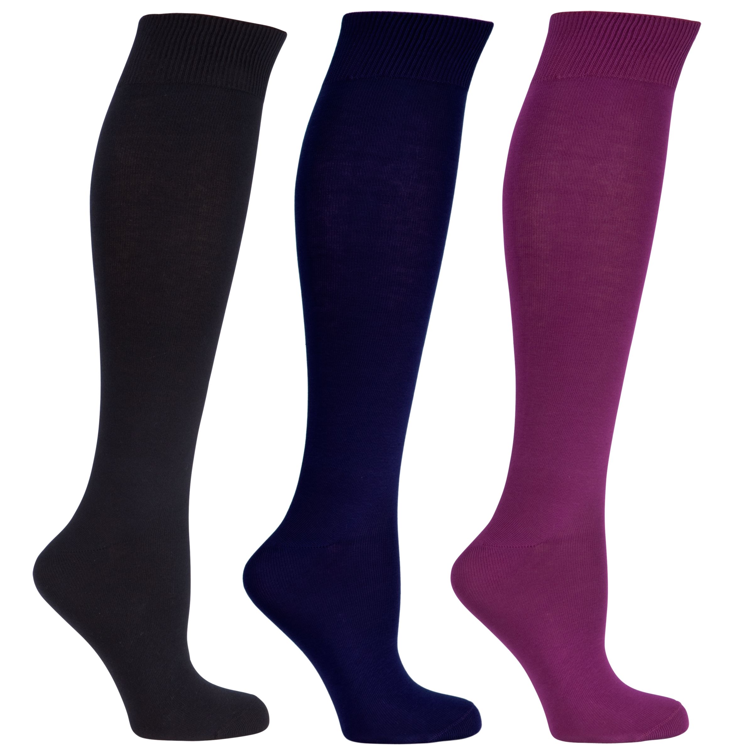 John Lewis Women Cotton Rich Knee High Socks Pack of 3 PinkPurpleBlack