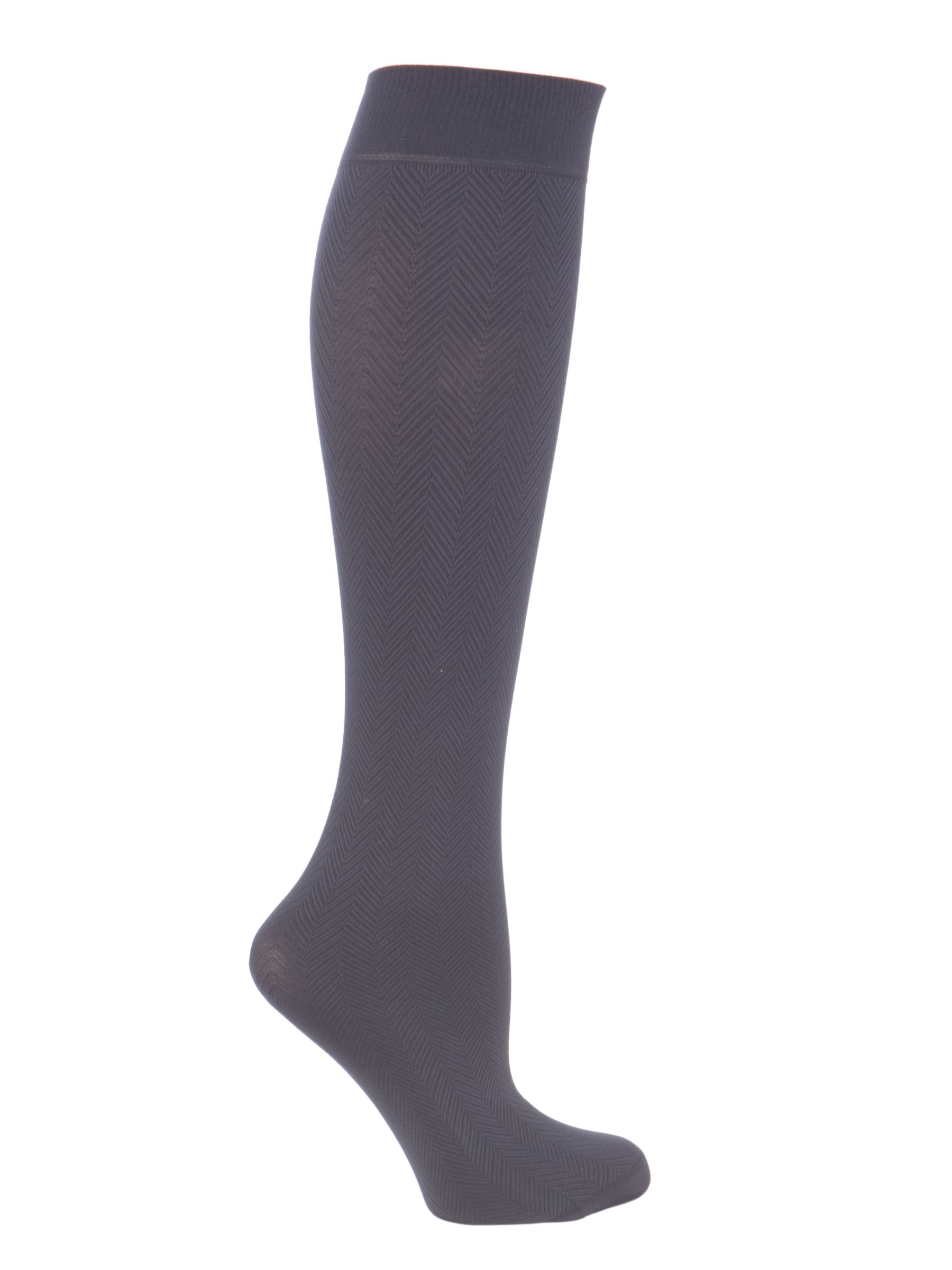 Emilio Cavallini Herringbone 80 Denier Opaque Knee High Socks Grey Night