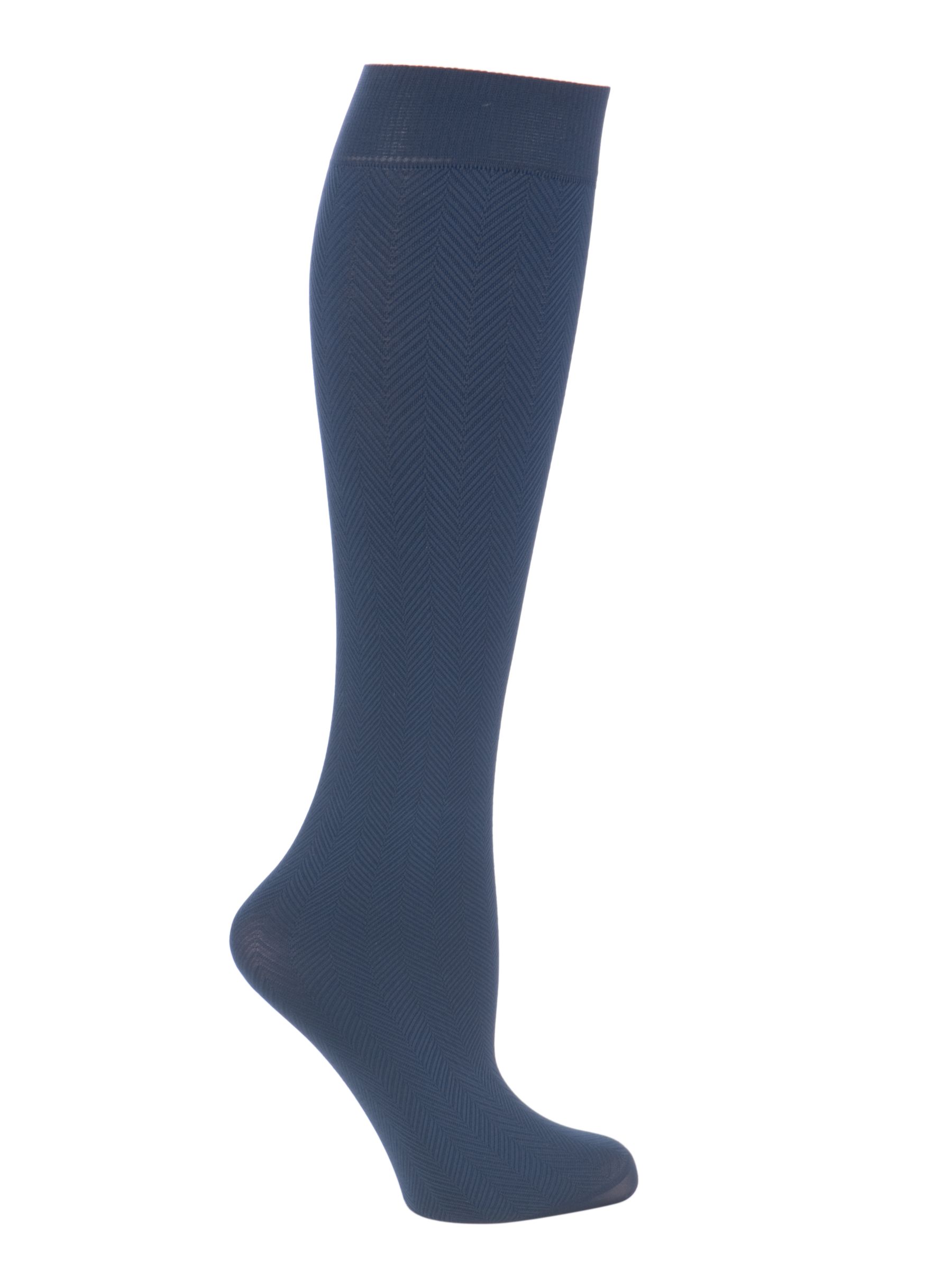 Emilio Cavallini Herringbone 80 Denier Opaque Knee High Socks Navy