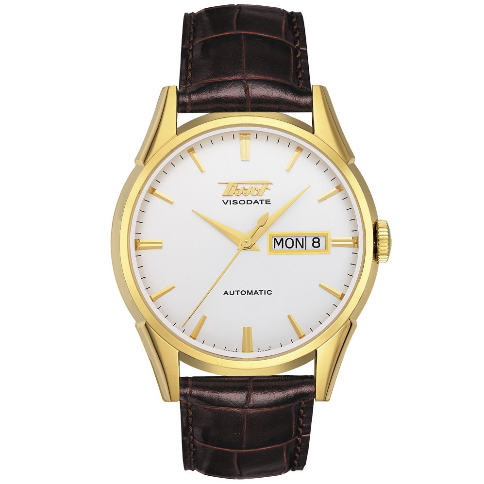 Tissot T0194301603100 Gold Visodate Men's Strap Watch at John Lewis